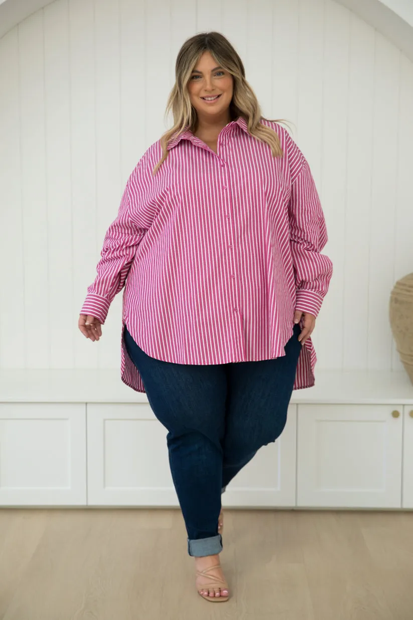 PQ Collection Amore Shirt Berry Stripe
