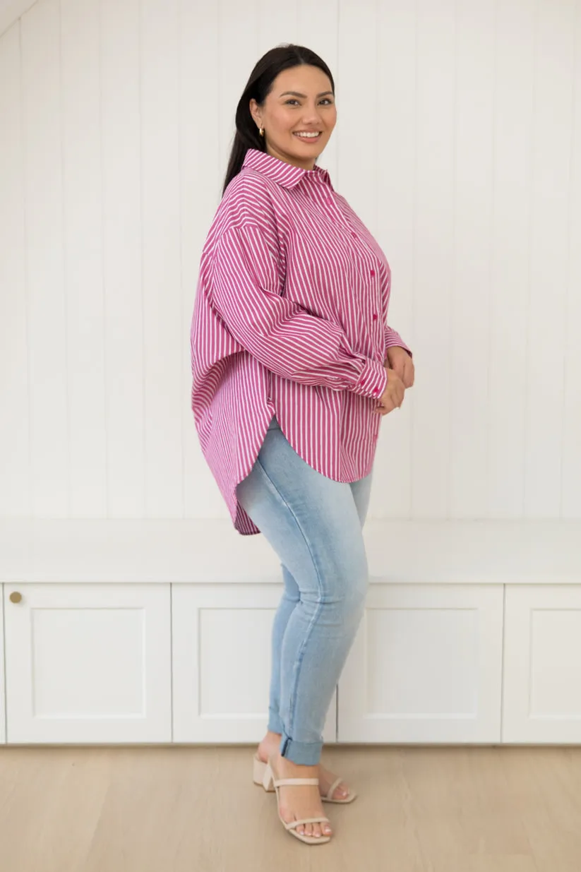 PQ Collection Amore Shirt Berry Stripe