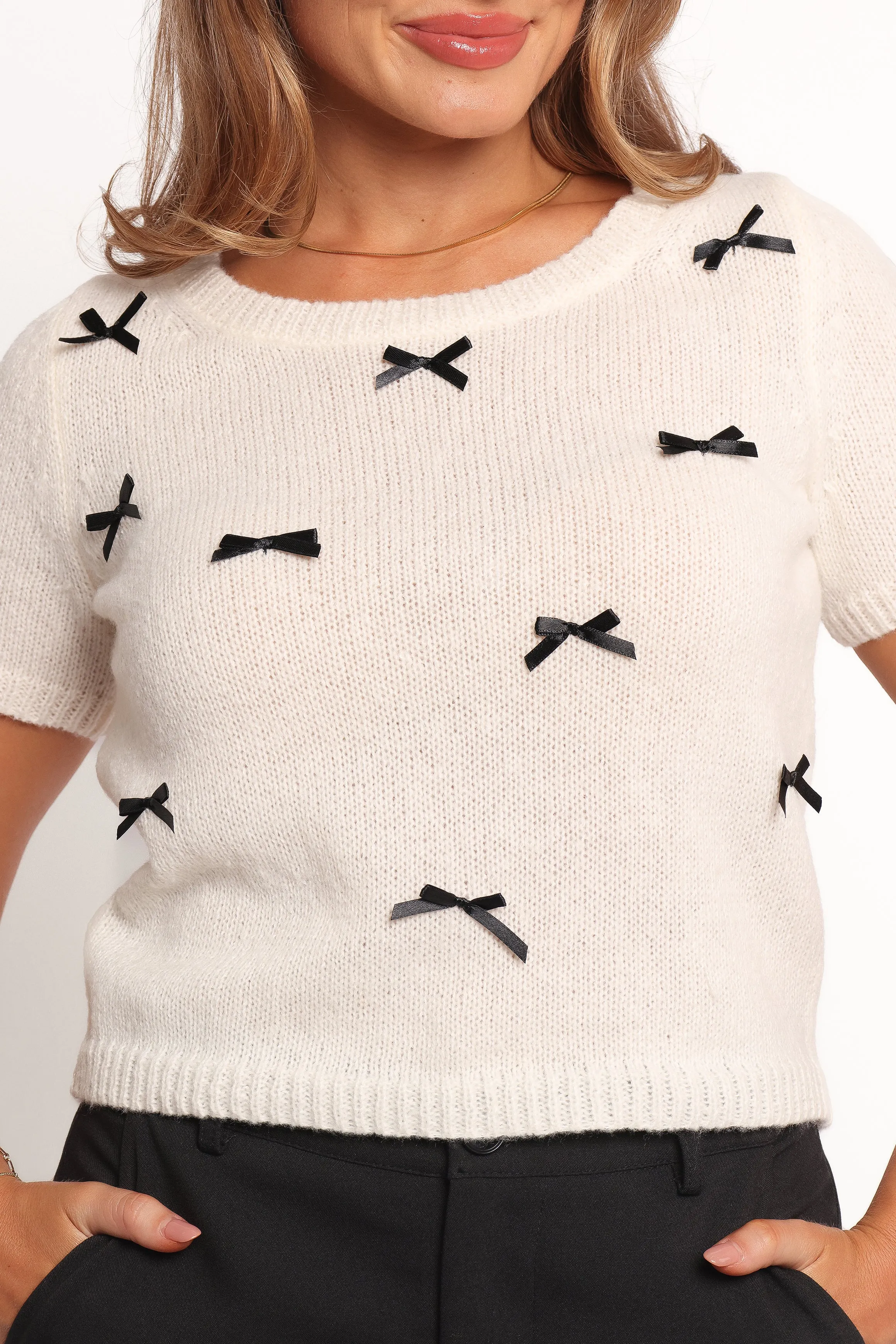 Rachel Knit Top - Cream Black