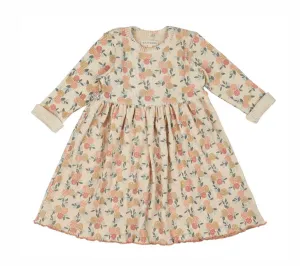 Rib Long Sleeve Dress: Dusty Pink Roses