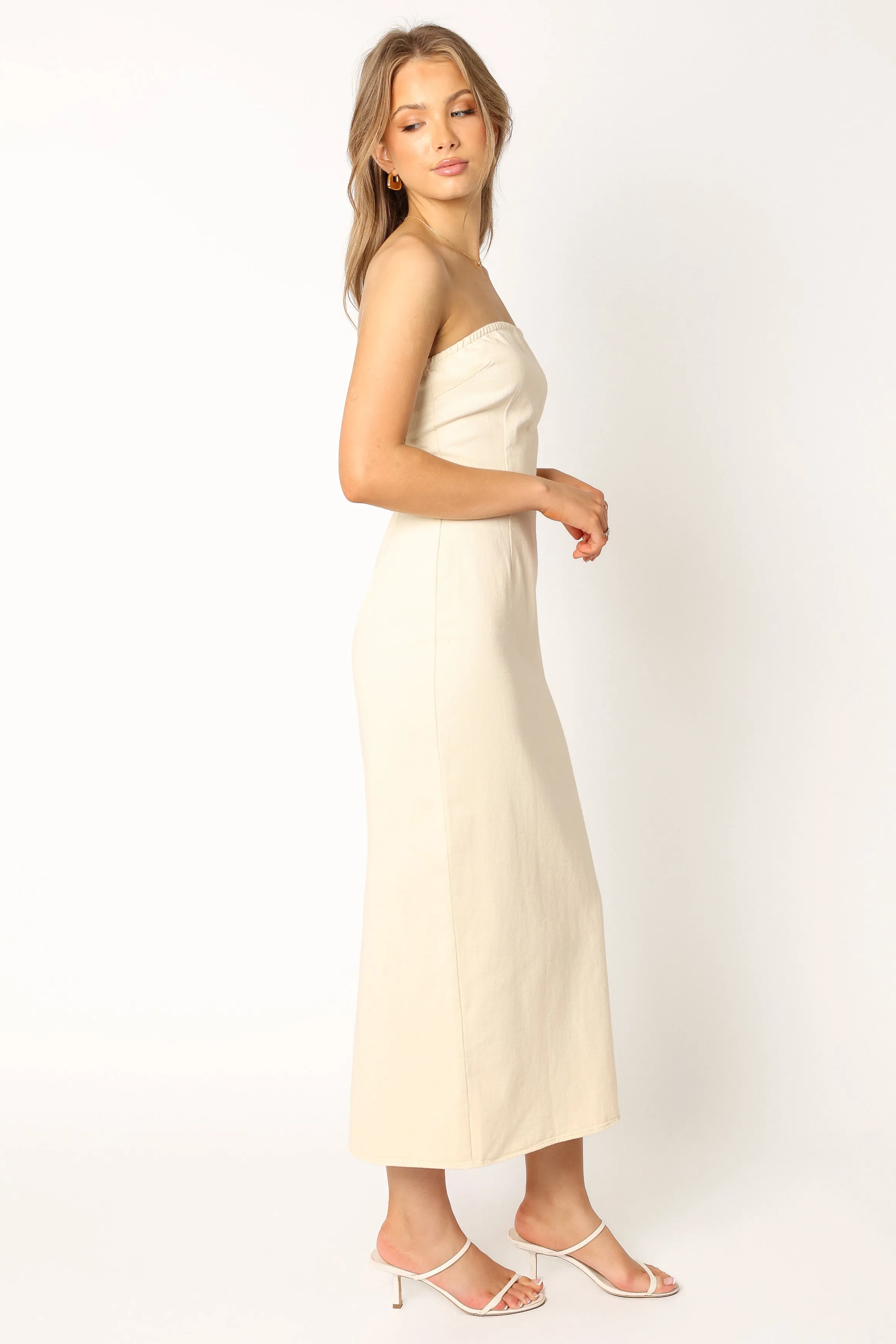 Rory Contrast Stitch Maxi Dress - Ecru