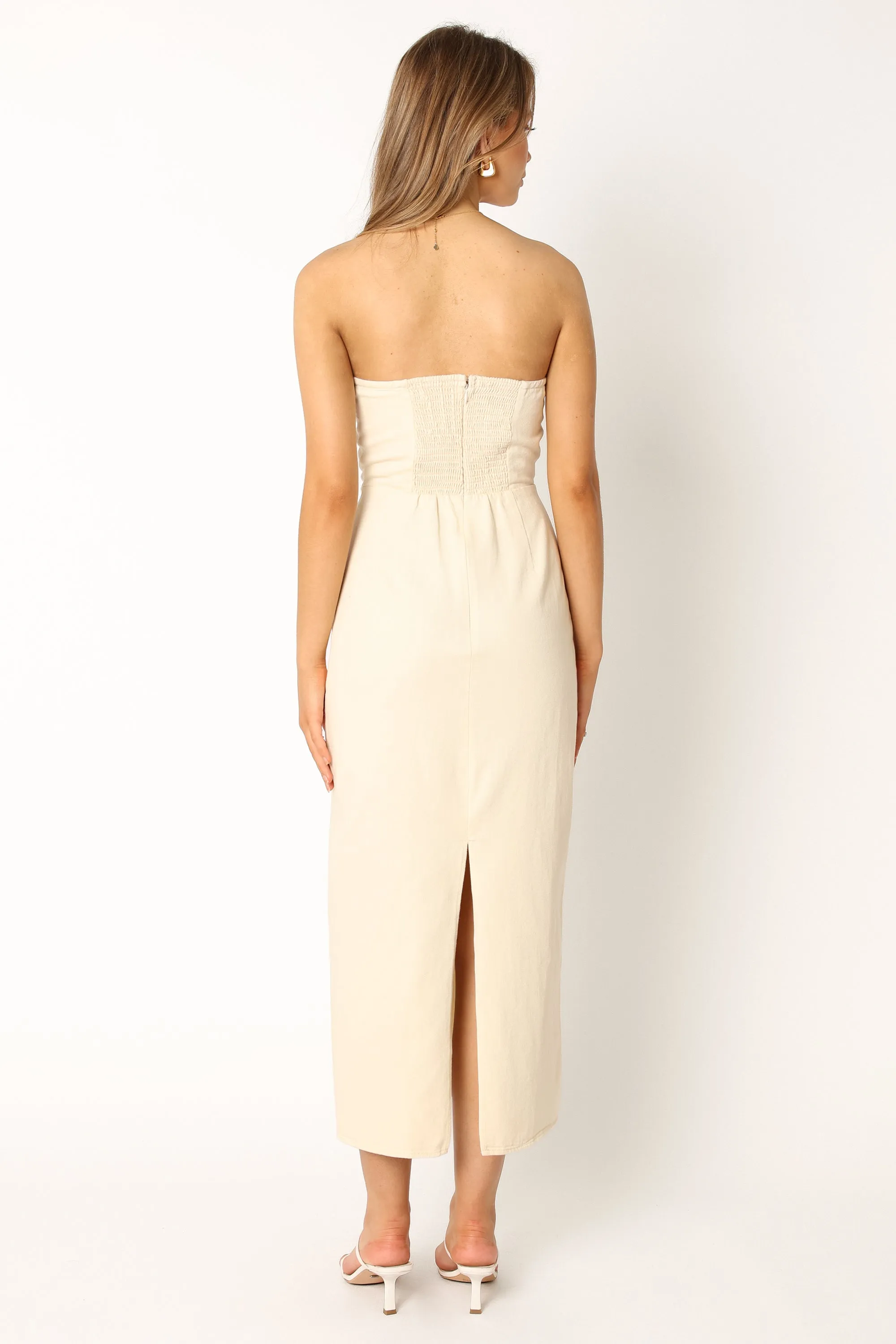 Rory Contrast Stitch Maxi Dress - Ecru