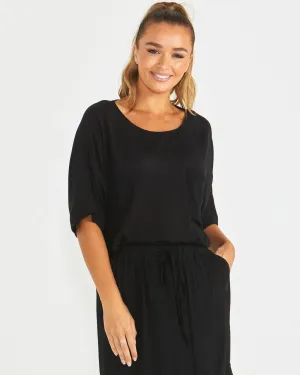 Sass Raya Oversized Top Black