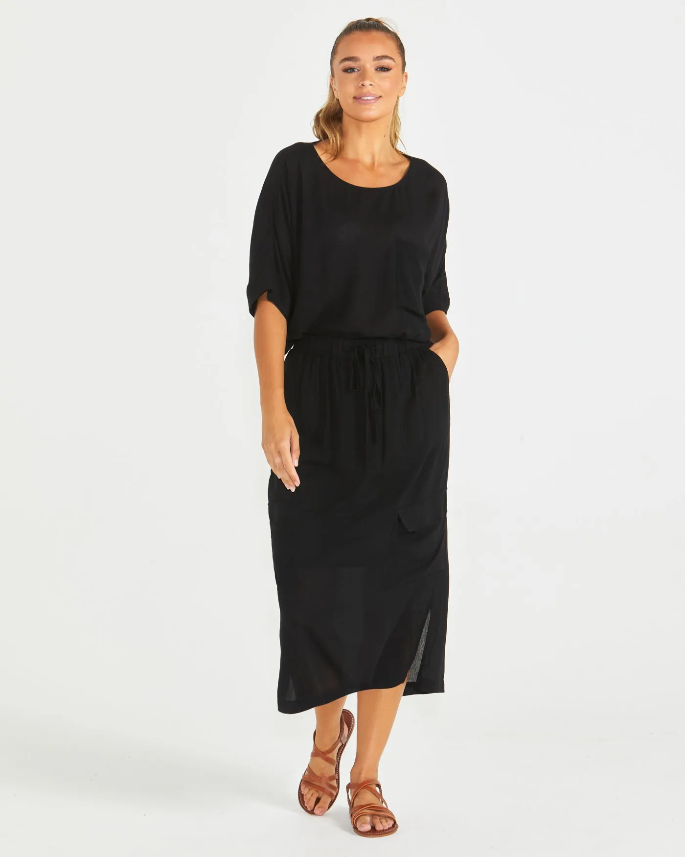 Sass Raya Oversized Top Black