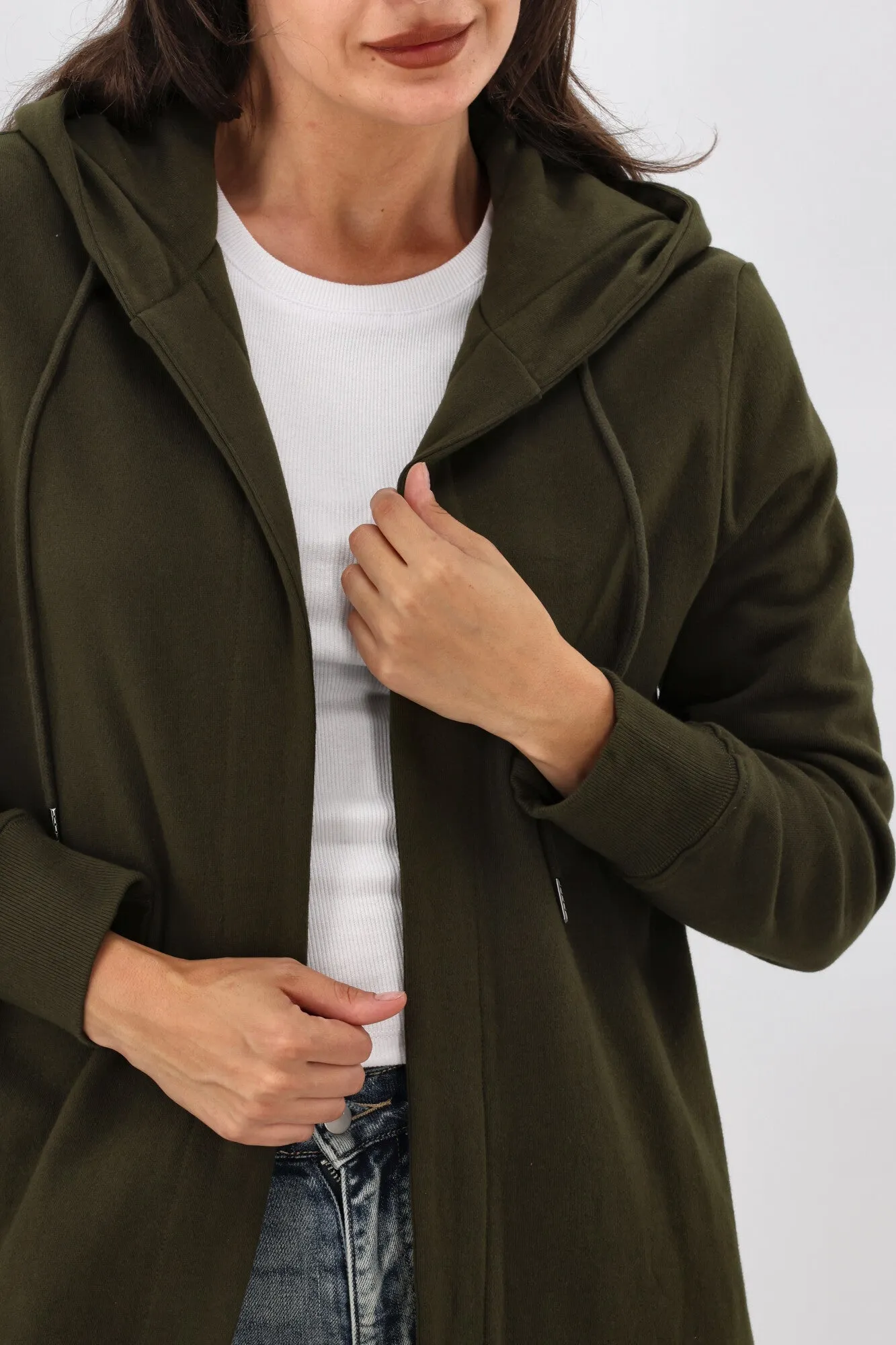 Shine On Essentials Longline Hoody Olive