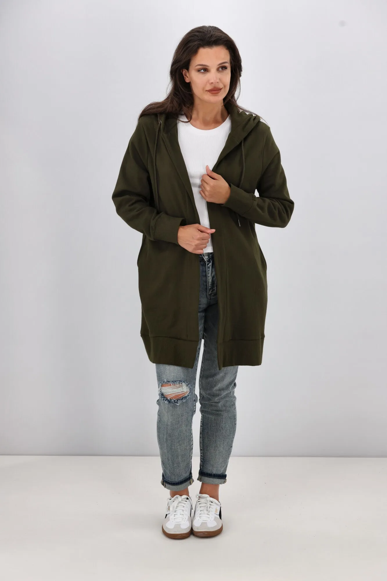 Shine On Essentials Longline Hoody Olive