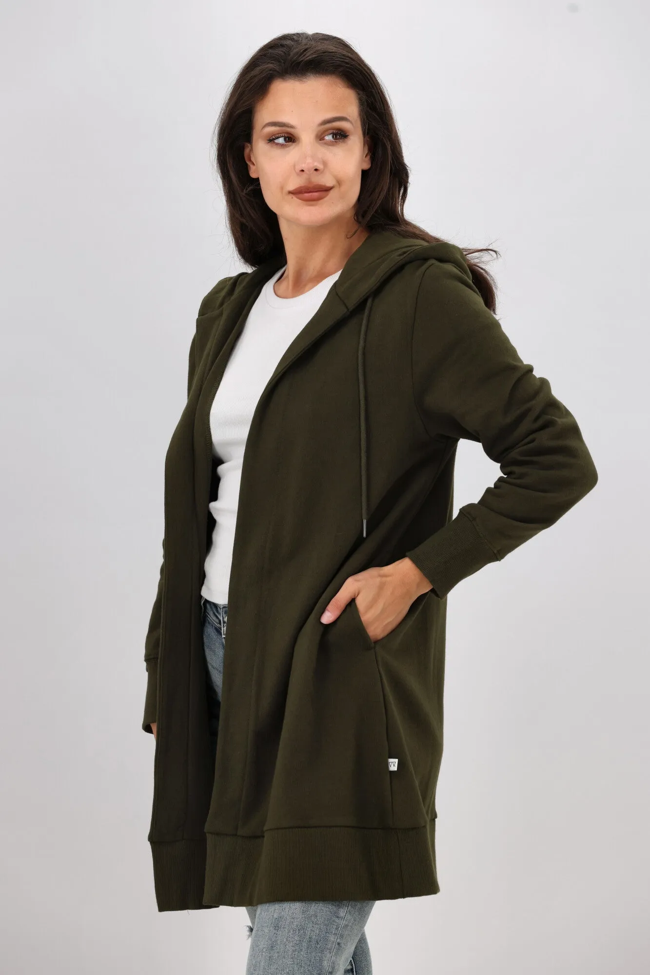 Shine On Essentials Longline Hoody Olive