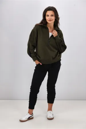 Shine On Essentials Panel 1/4 Zip Olive