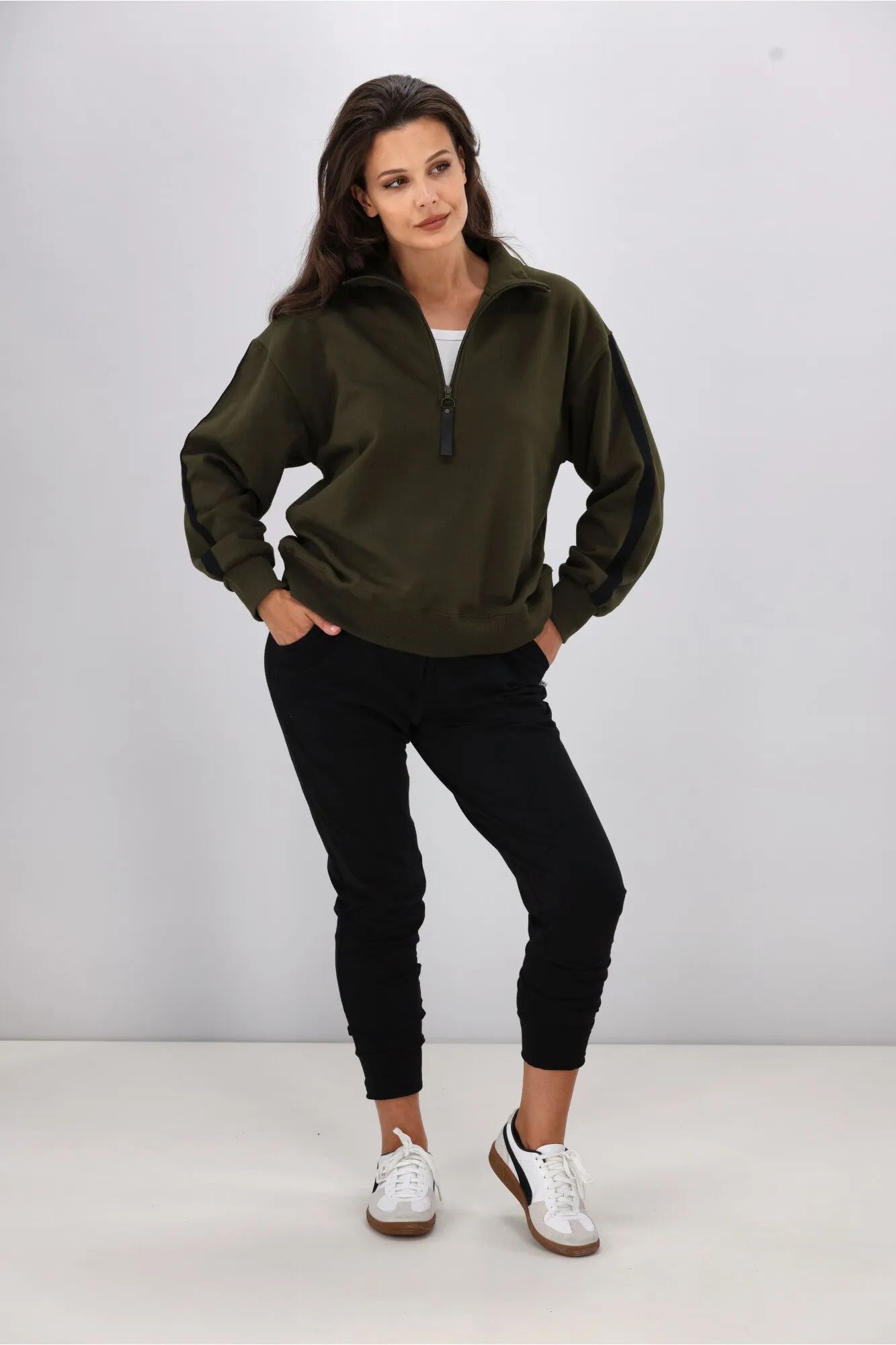 Shine On Essentials Panel 1/4 Zip Olive