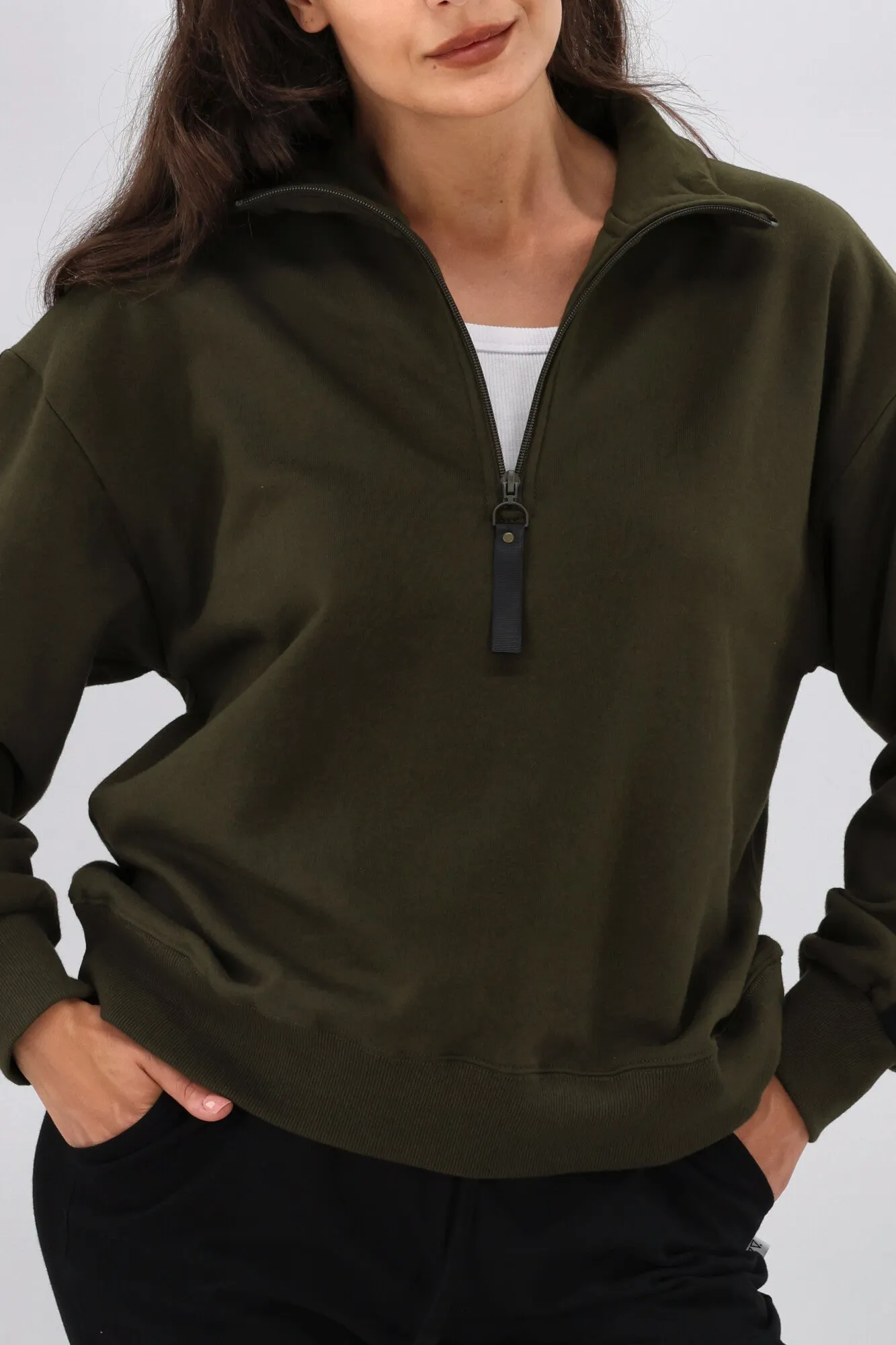 Shine On Essentials Panel 1/4 Zip Olive