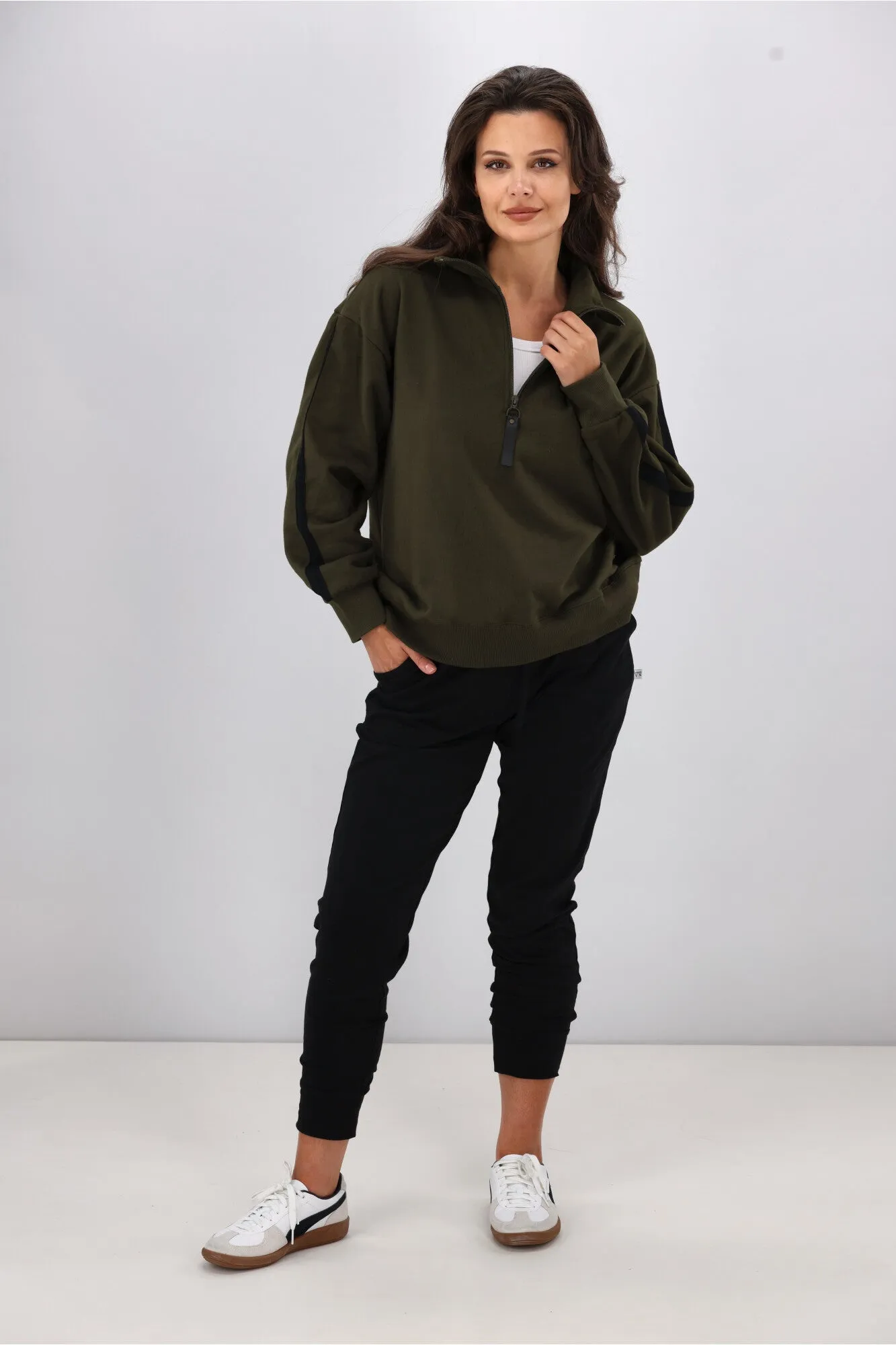 Shine On Essentials Panel 1/4 Zip Olive