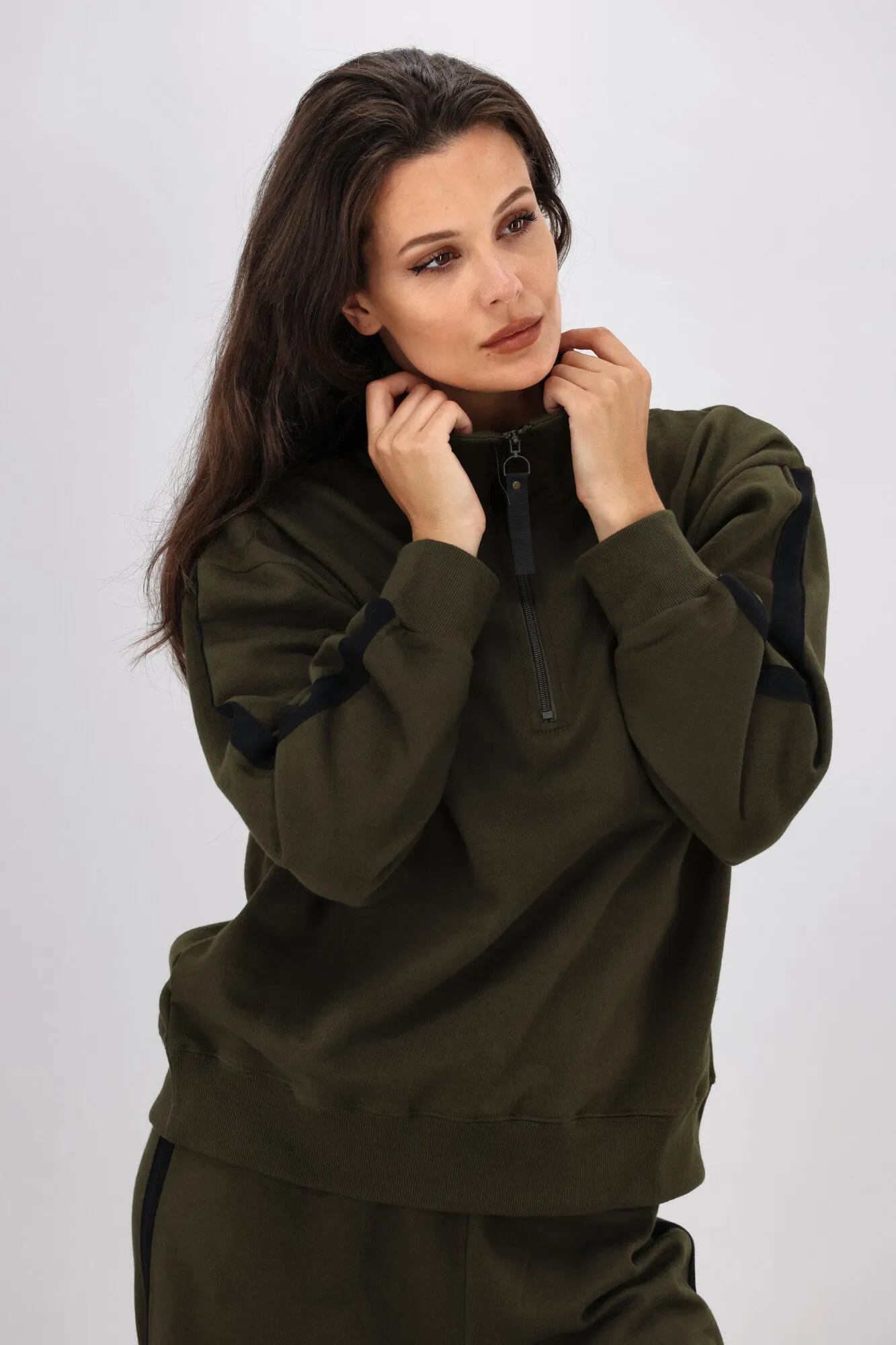 Shine On Essentials Panel 1/4 Zip Olive
