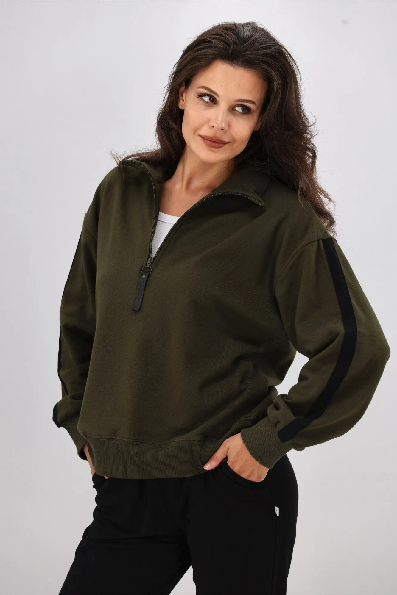 Shine On Essentials Panel 1/4 Zip Olive