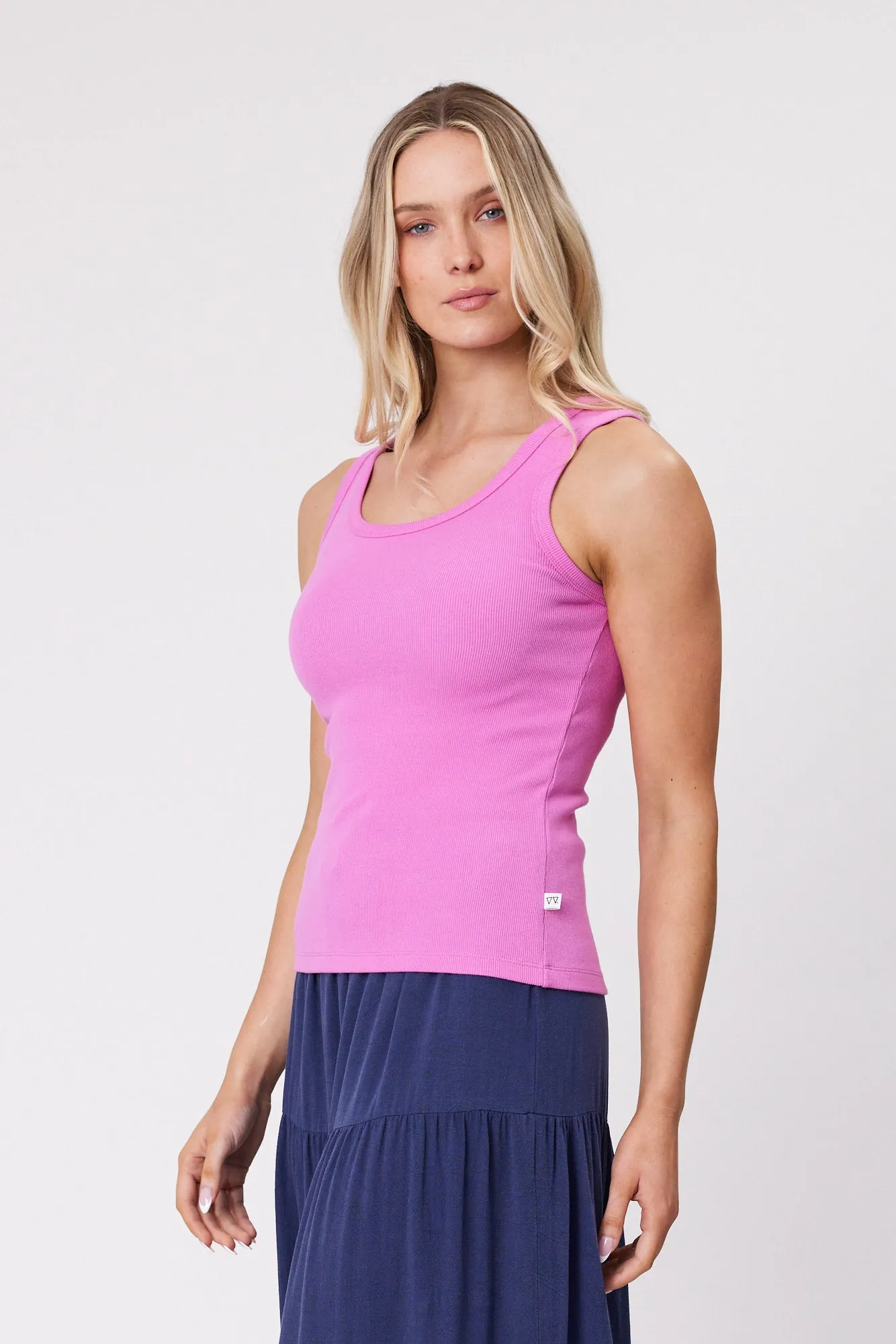 Shine On Essentials Rib Tank Super Pink