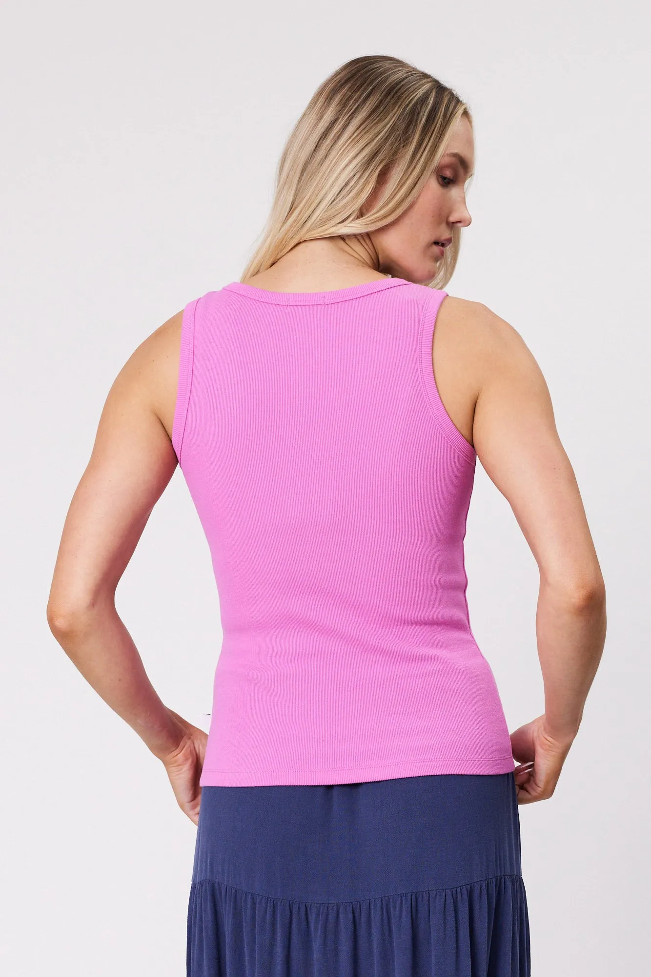 Shine On Essentials Rib Tank Super Pink