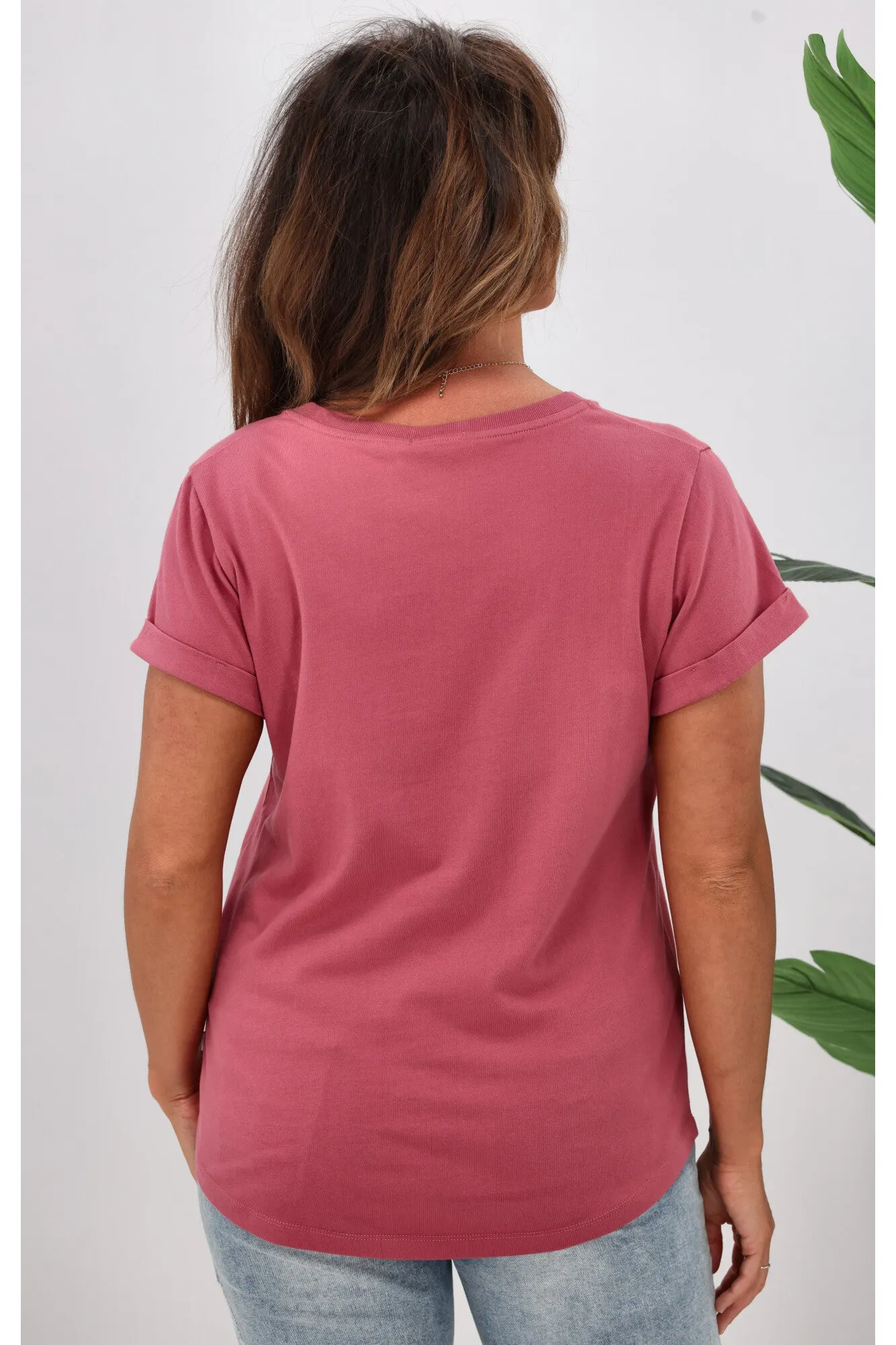 Shine On Essentials V Tee Dusty Rose
