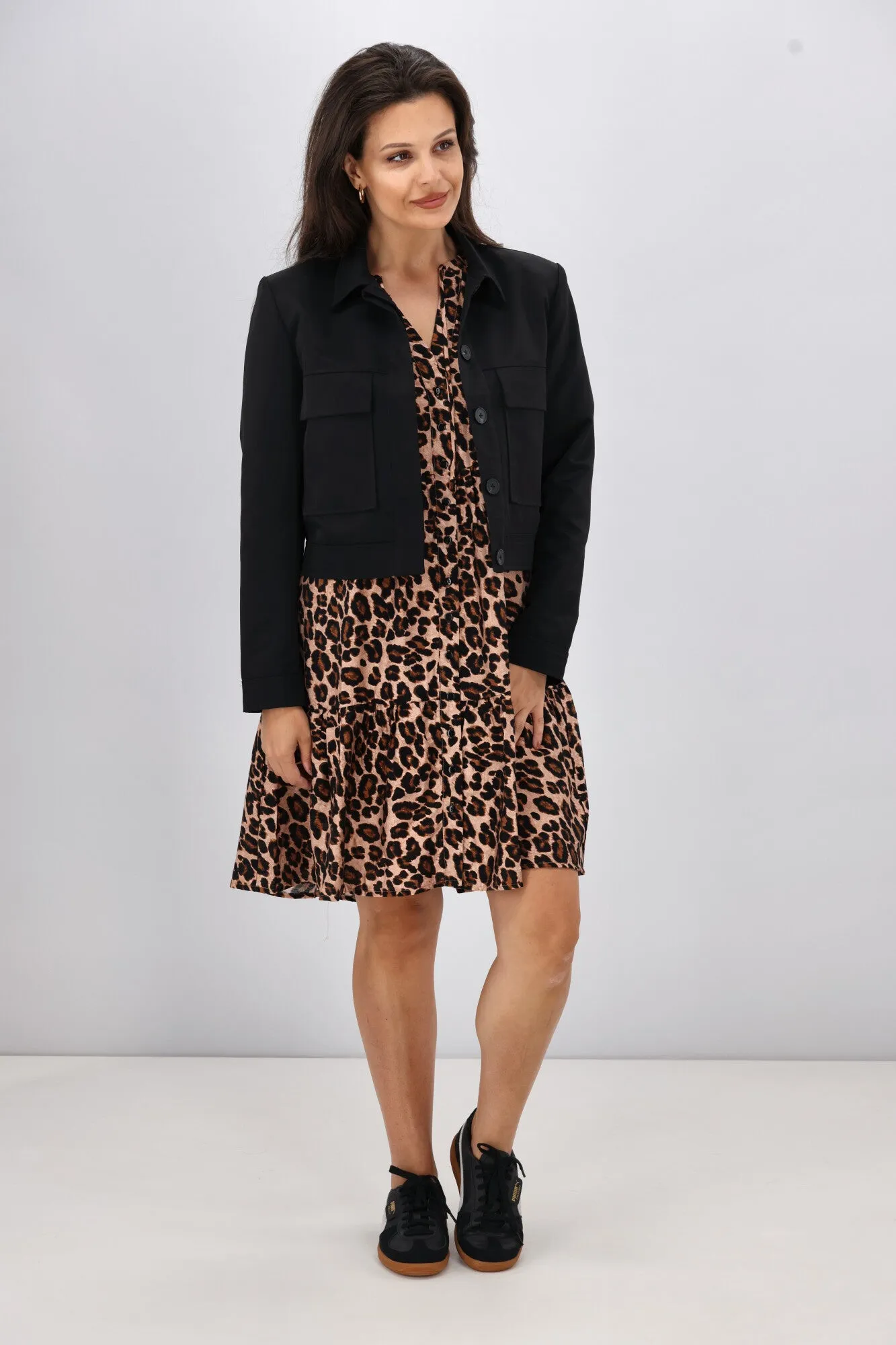 Shine On Label Eckles Cropped Utility Jacket Black