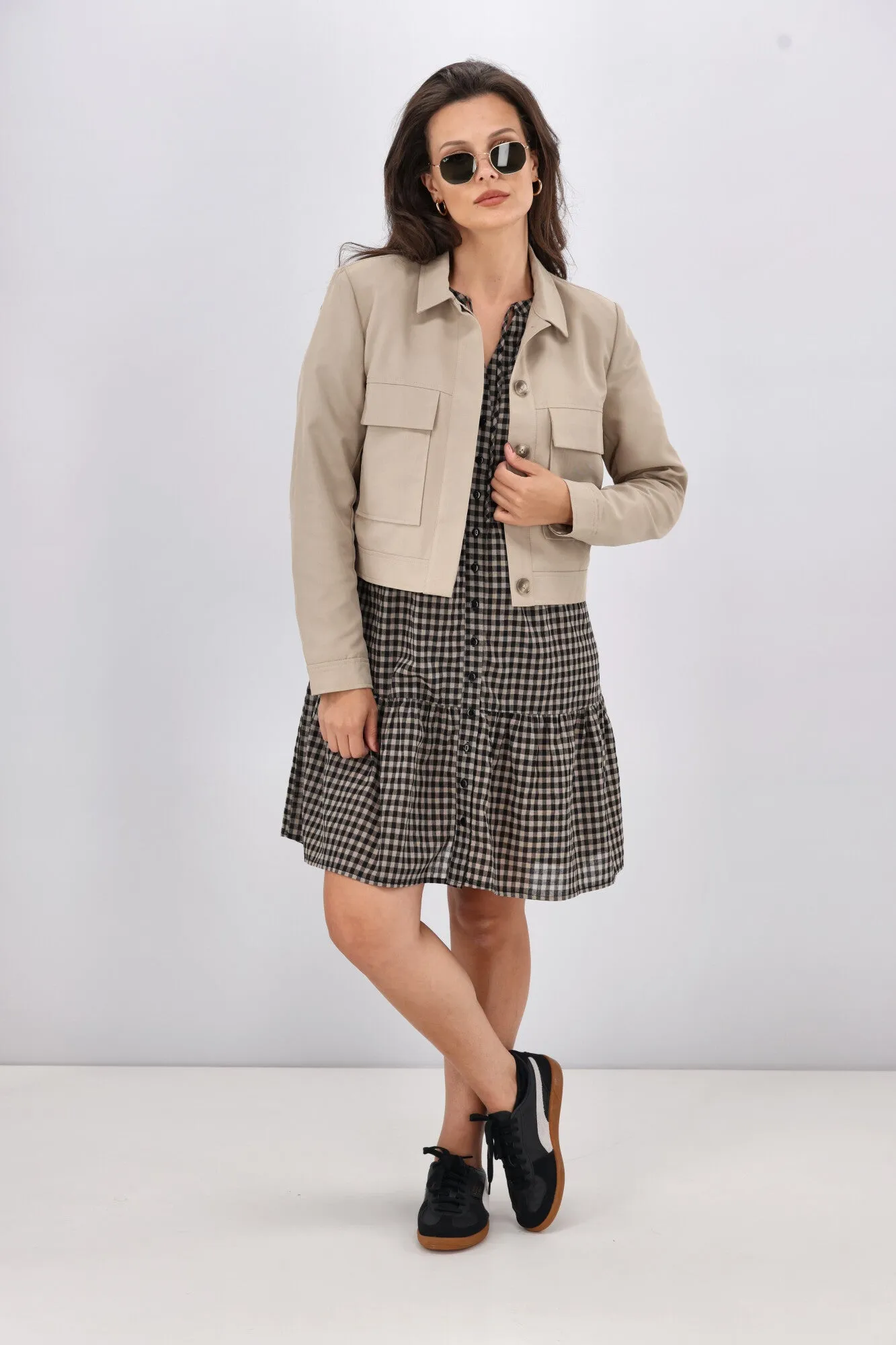 Shine On Label Eckles Cropped Utility Jacket- Mocha