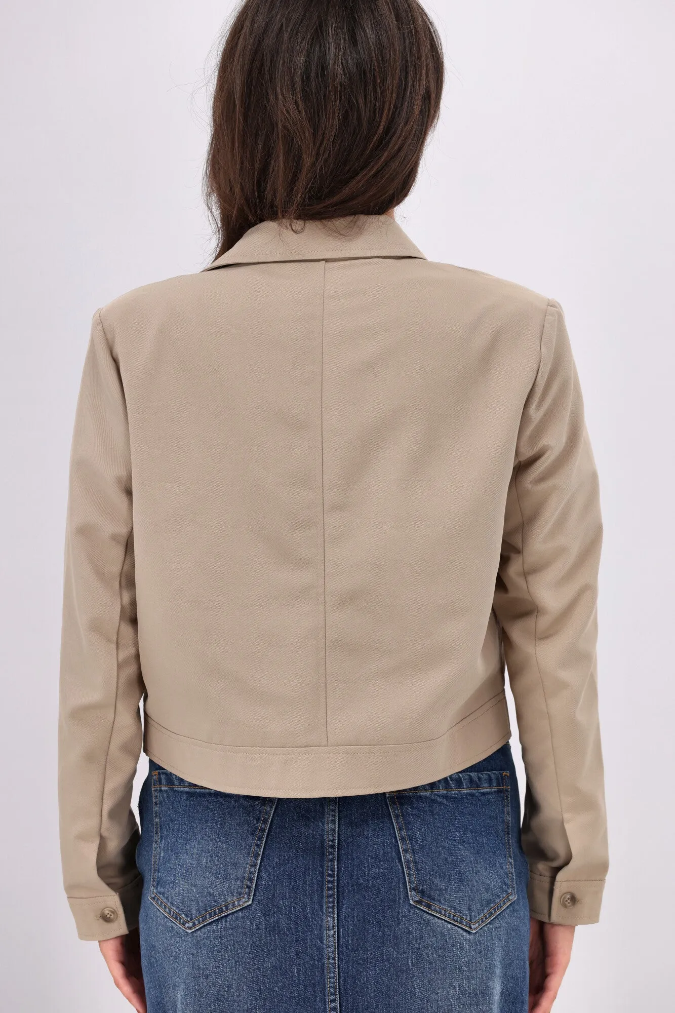 Shine On Label Eckles Cropped Utility Jacket- Mocha