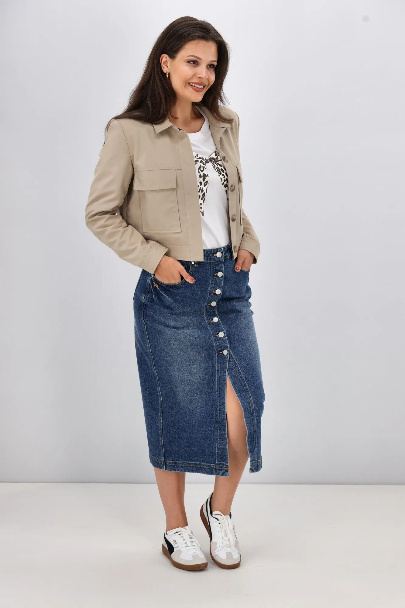 Shine On Label Eckles Cropped Utility Jacket- Mocha