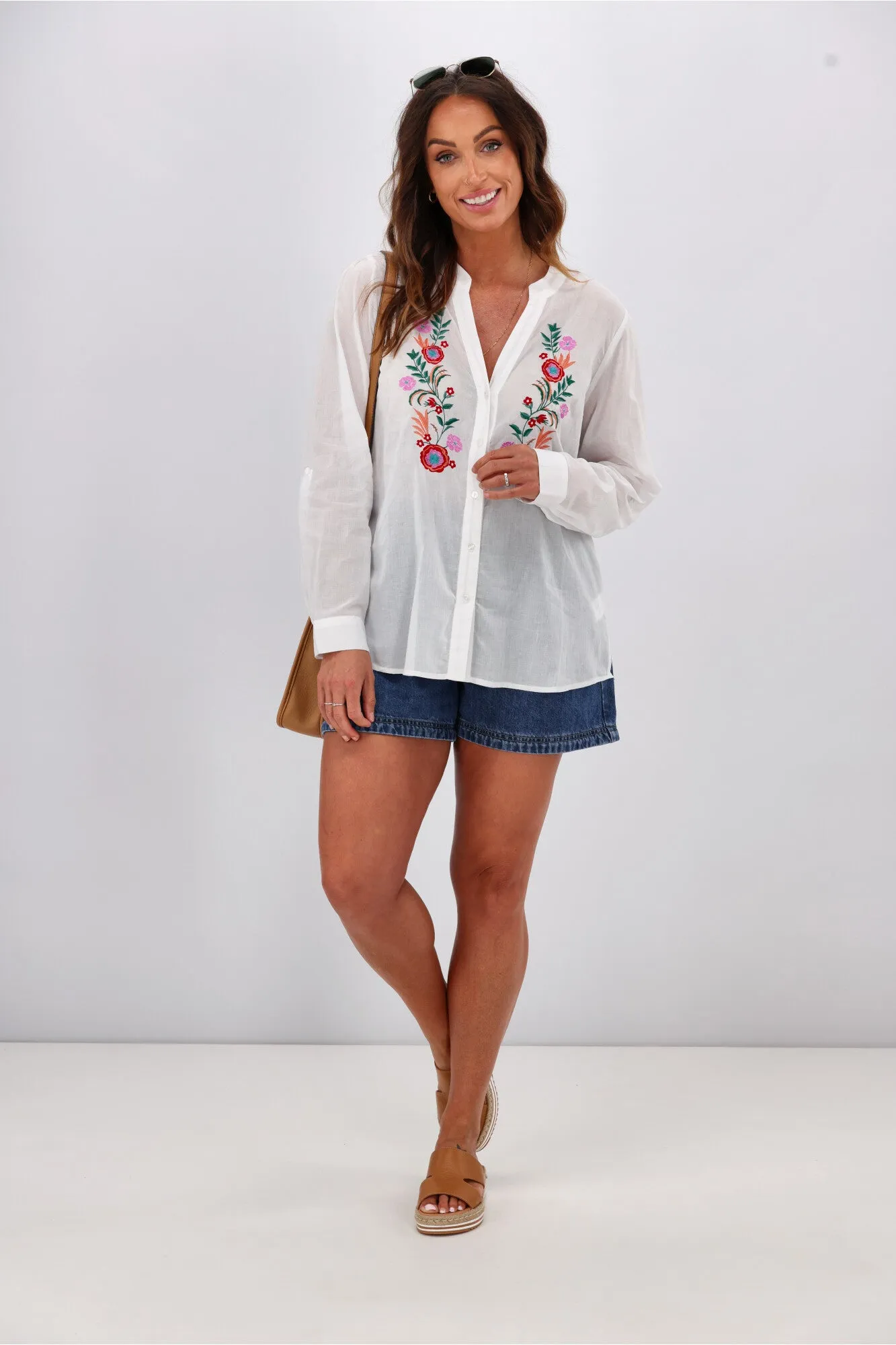 Shine On Label Lynette Embroidery Shirt White