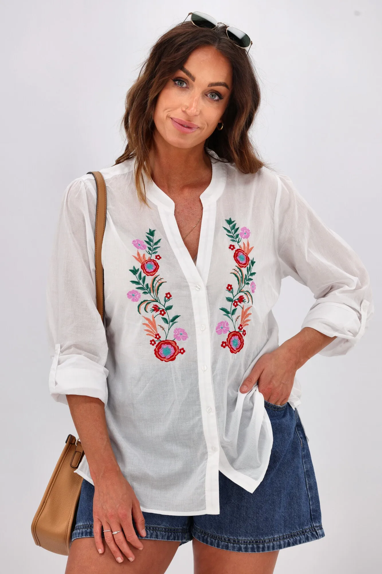 Shine On Label Lynette Embroidery Shirt White