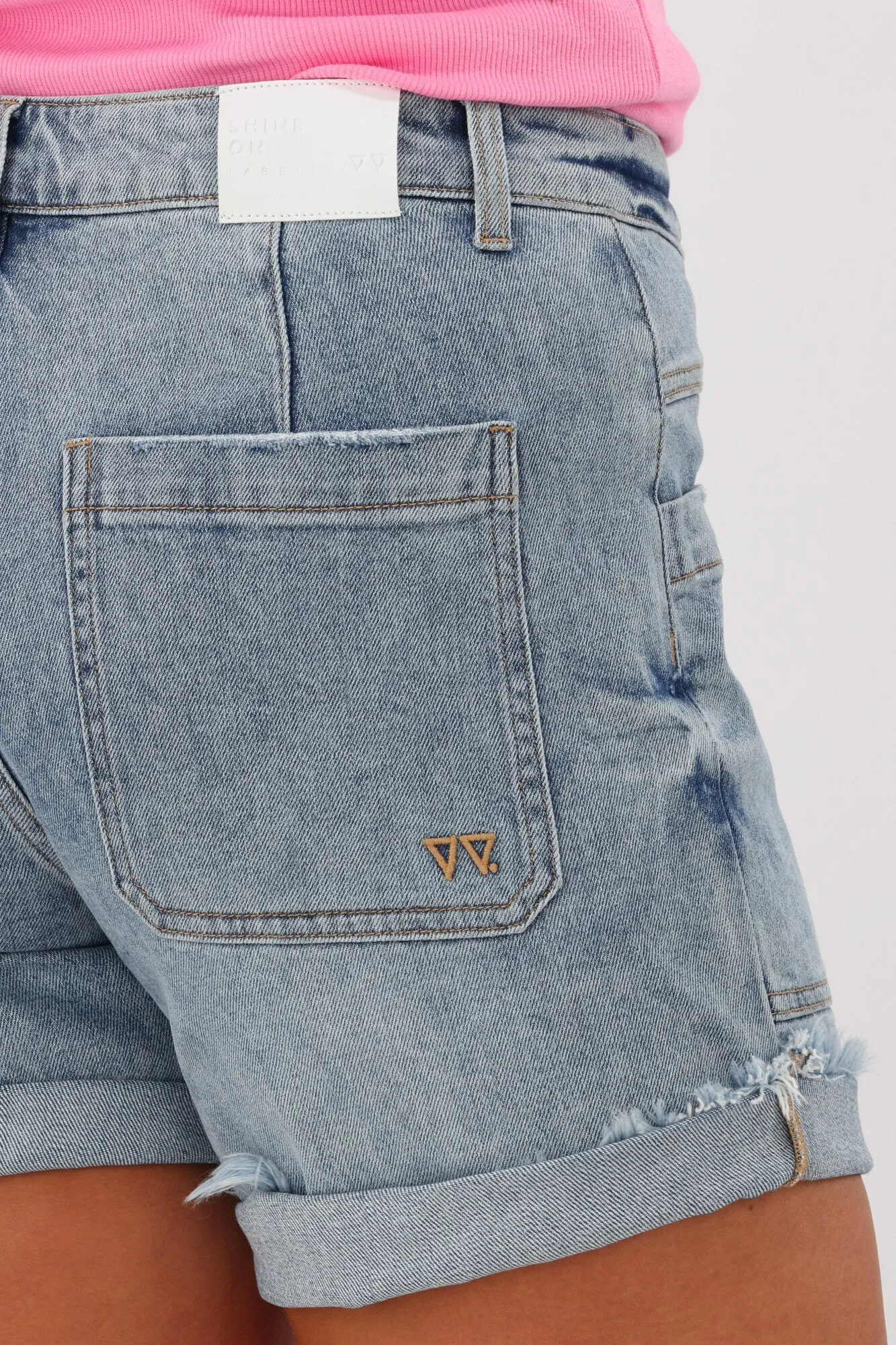 Shine On Label Reggie Denim Patch Pocket Shorts