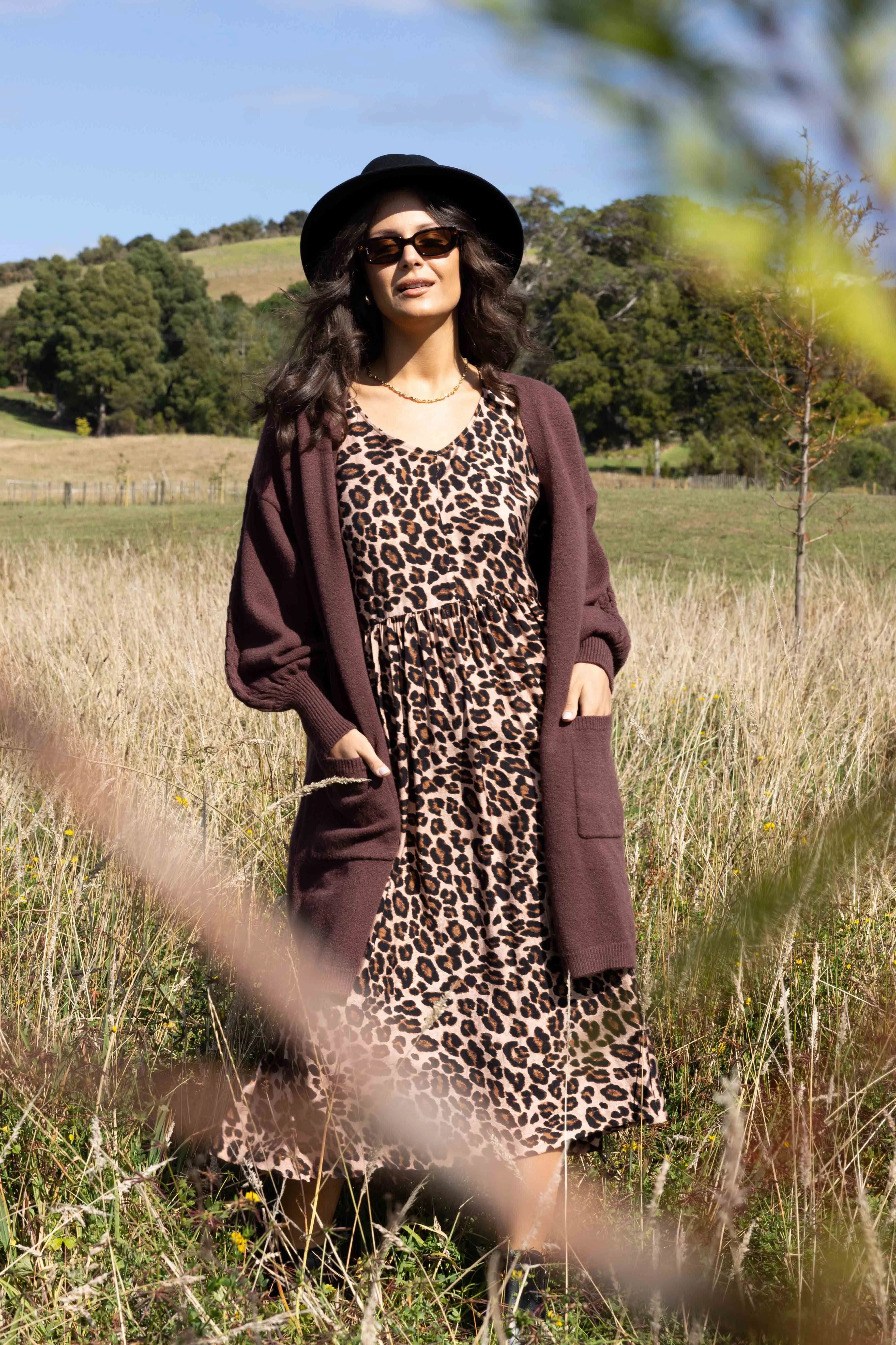 Shine On Label Sienna Midi Dress Leopard Print