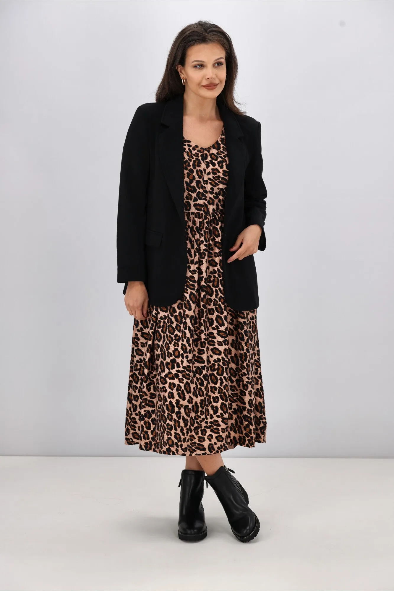 Shine On Label Sienna Midi Dress Leopard Print
