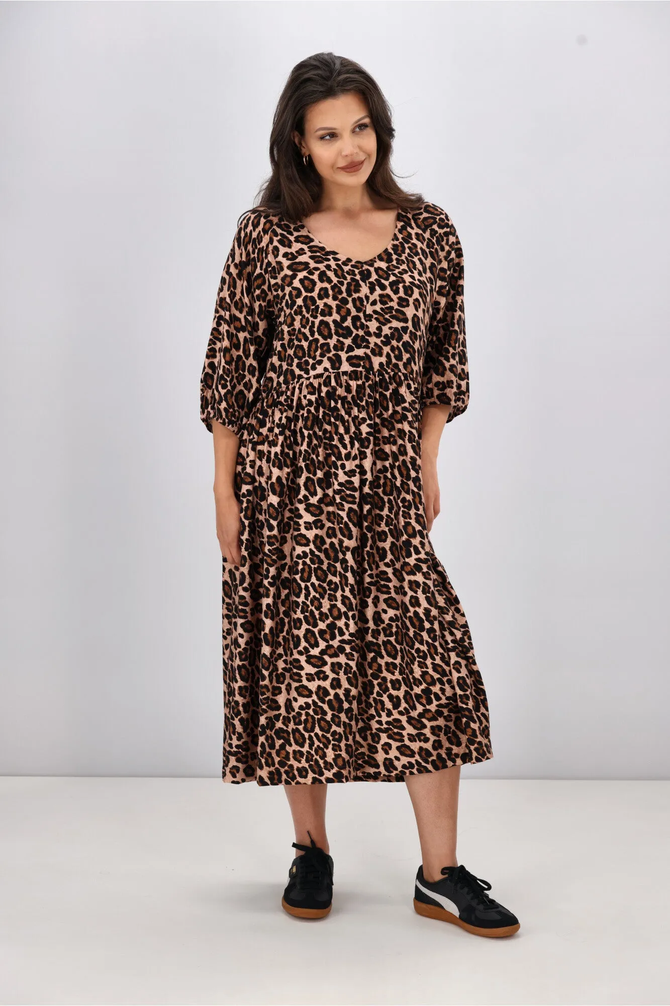Shine On Label Sienna Midi Dress Leopard Print