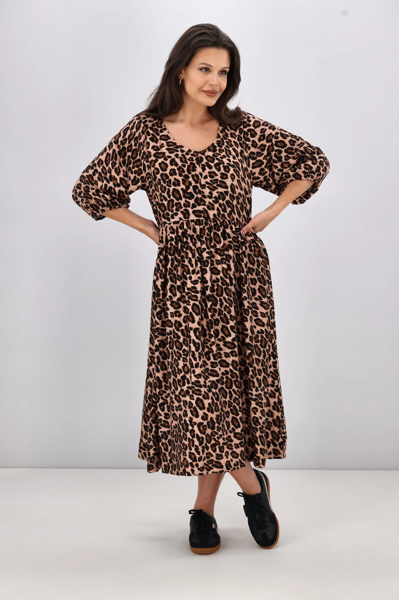 Shine On Label Sienna Midi Dress Leopard Print