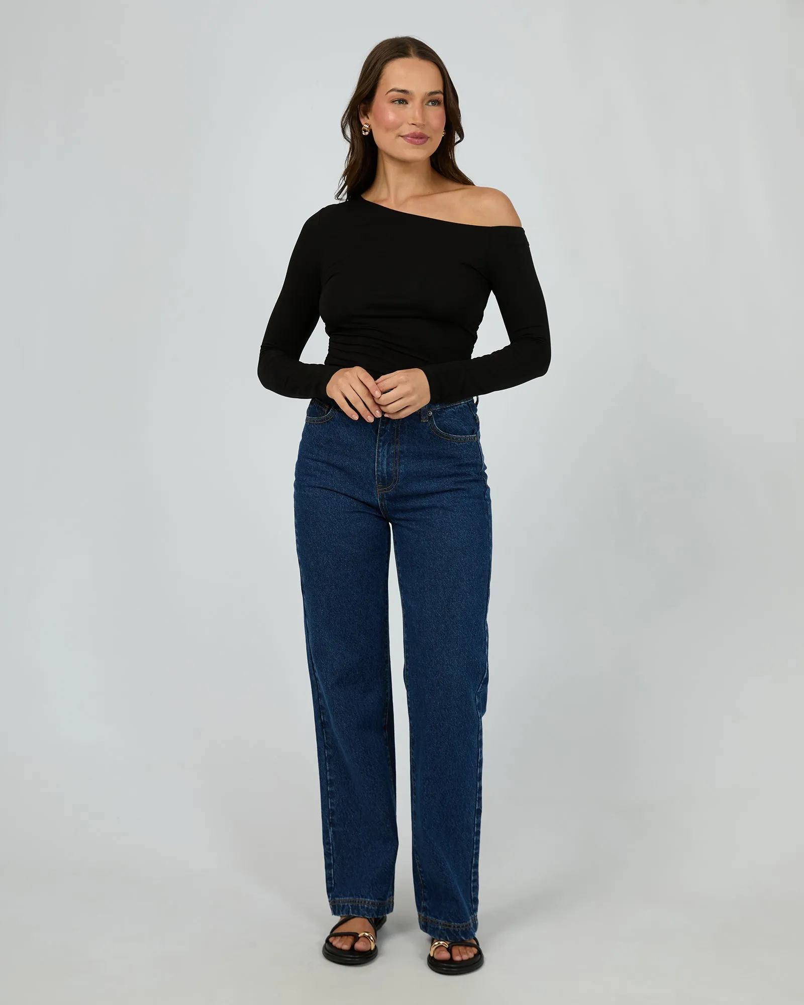 Silent Theory Evie Ruched Long Sleeve Black