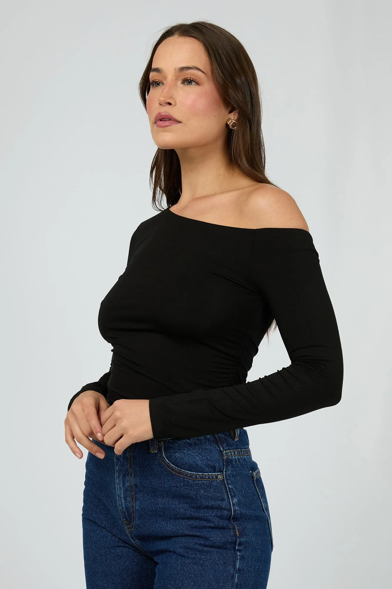 Silent Theory Evie Ruched Long Sleeve Black