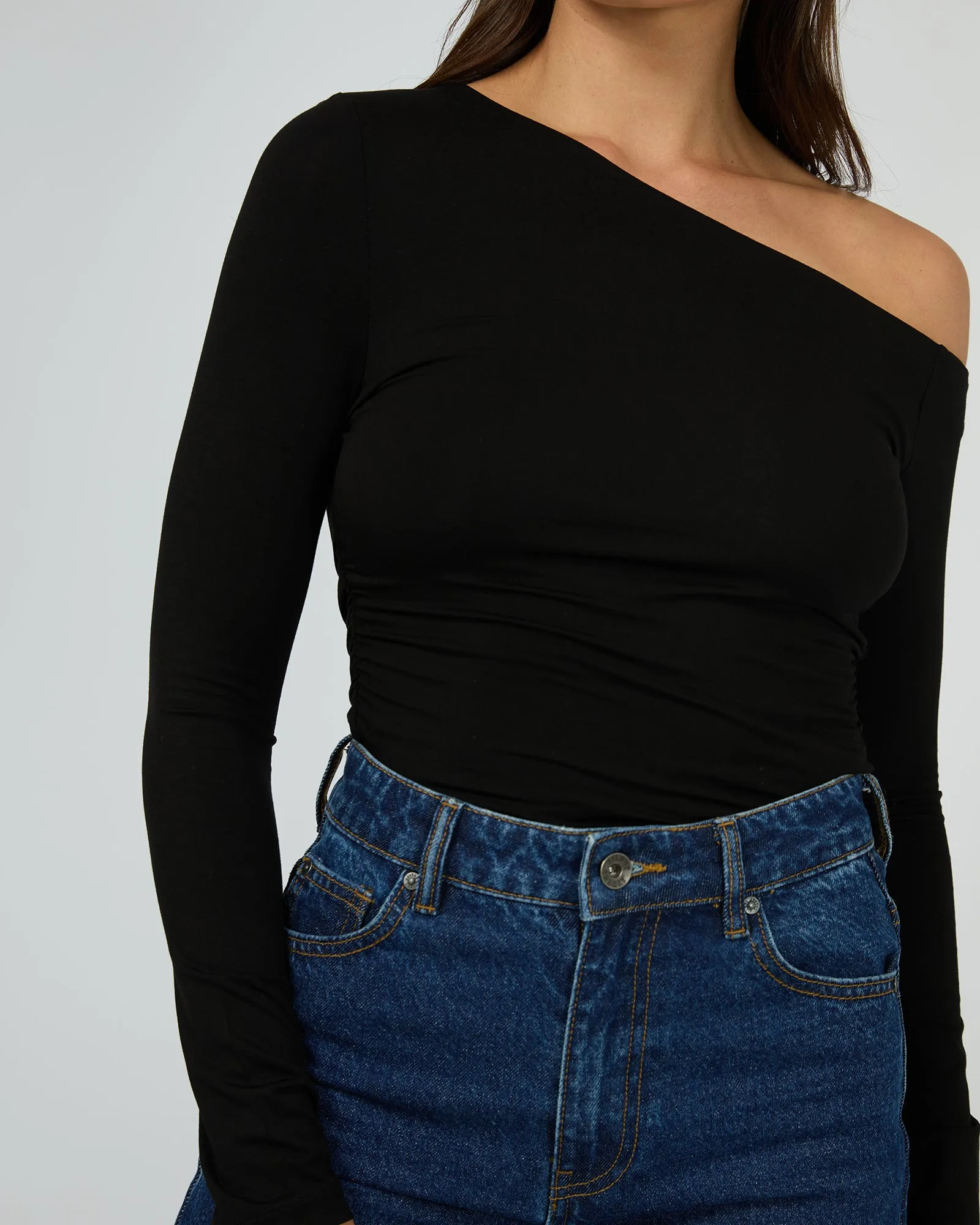 Silent Theory Evie Ruched Long Sleeve Black