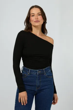 Silent Theory Evie Ruched Long Sleeve Black