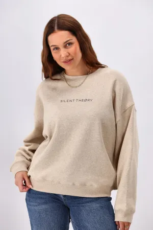 Silent Theory Logo Crew Oat Marle