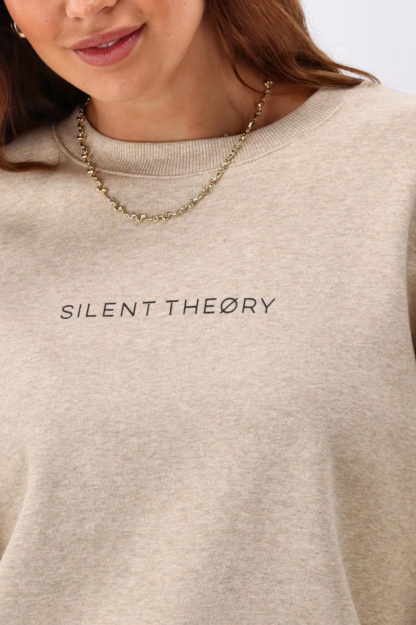 Silent Theory Logo Crew Oat Marle