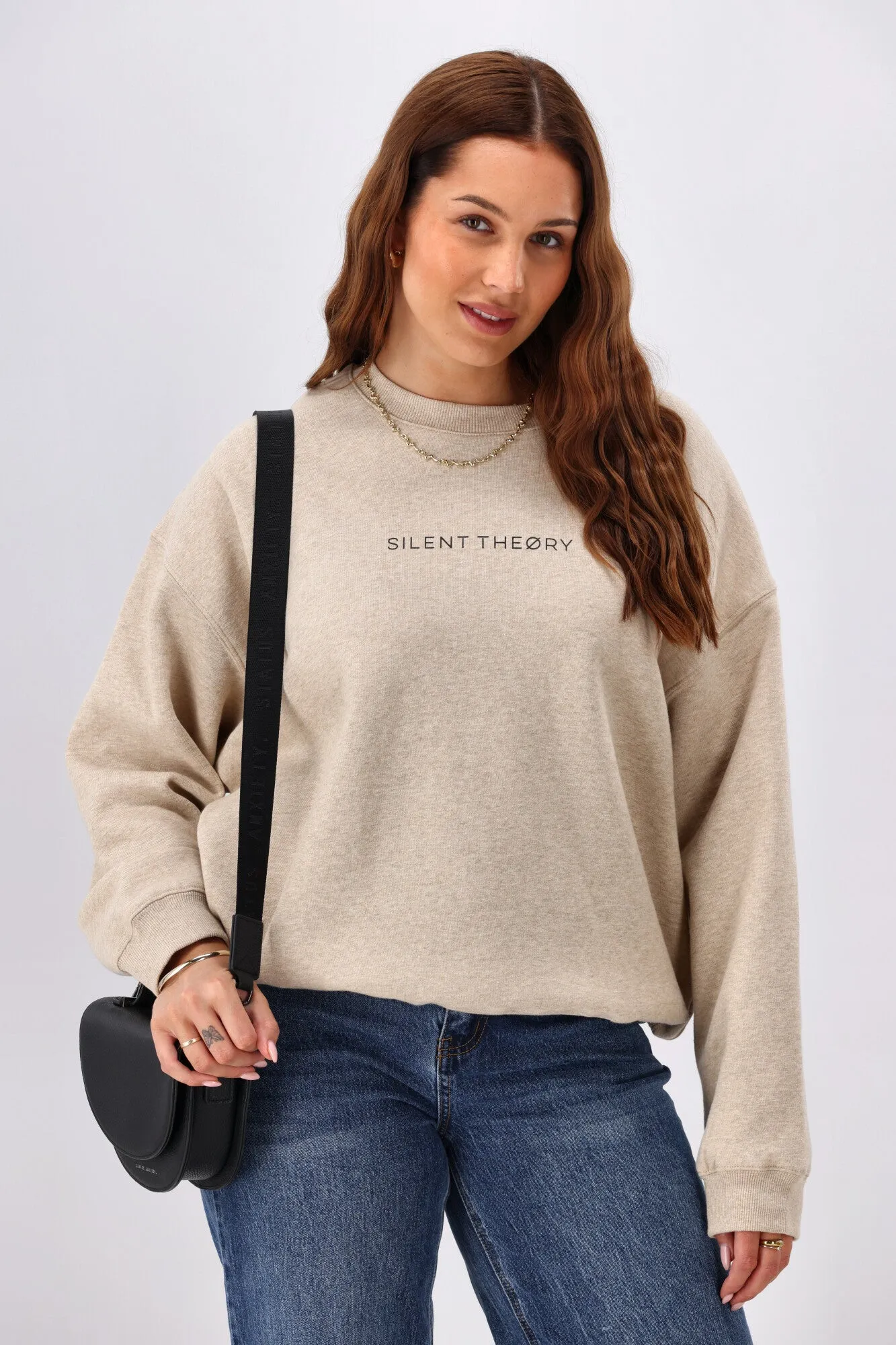 Silent Theory Logo Crew Oat Marle