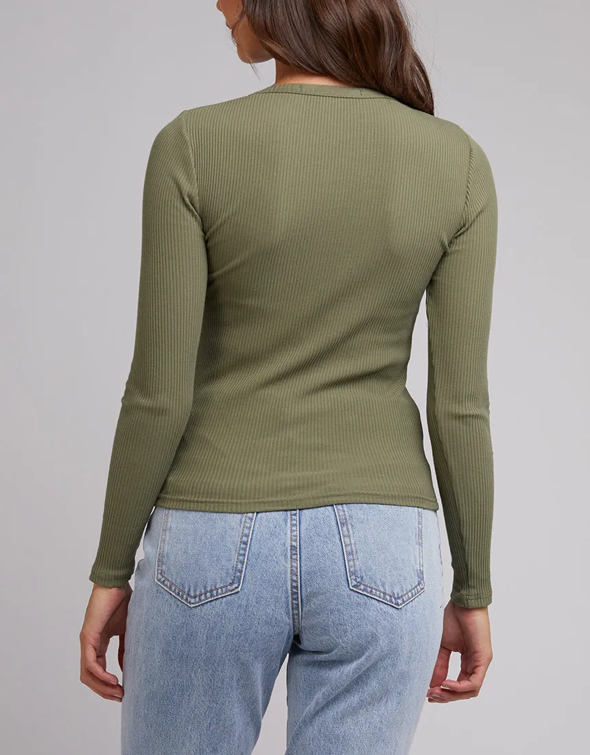 Silent Theory Rib Long Sleeve Khaki