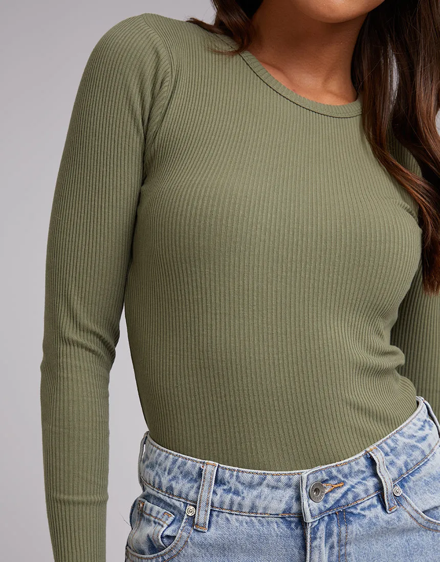 Silent Theory Rib Long Sleeve Khaki
