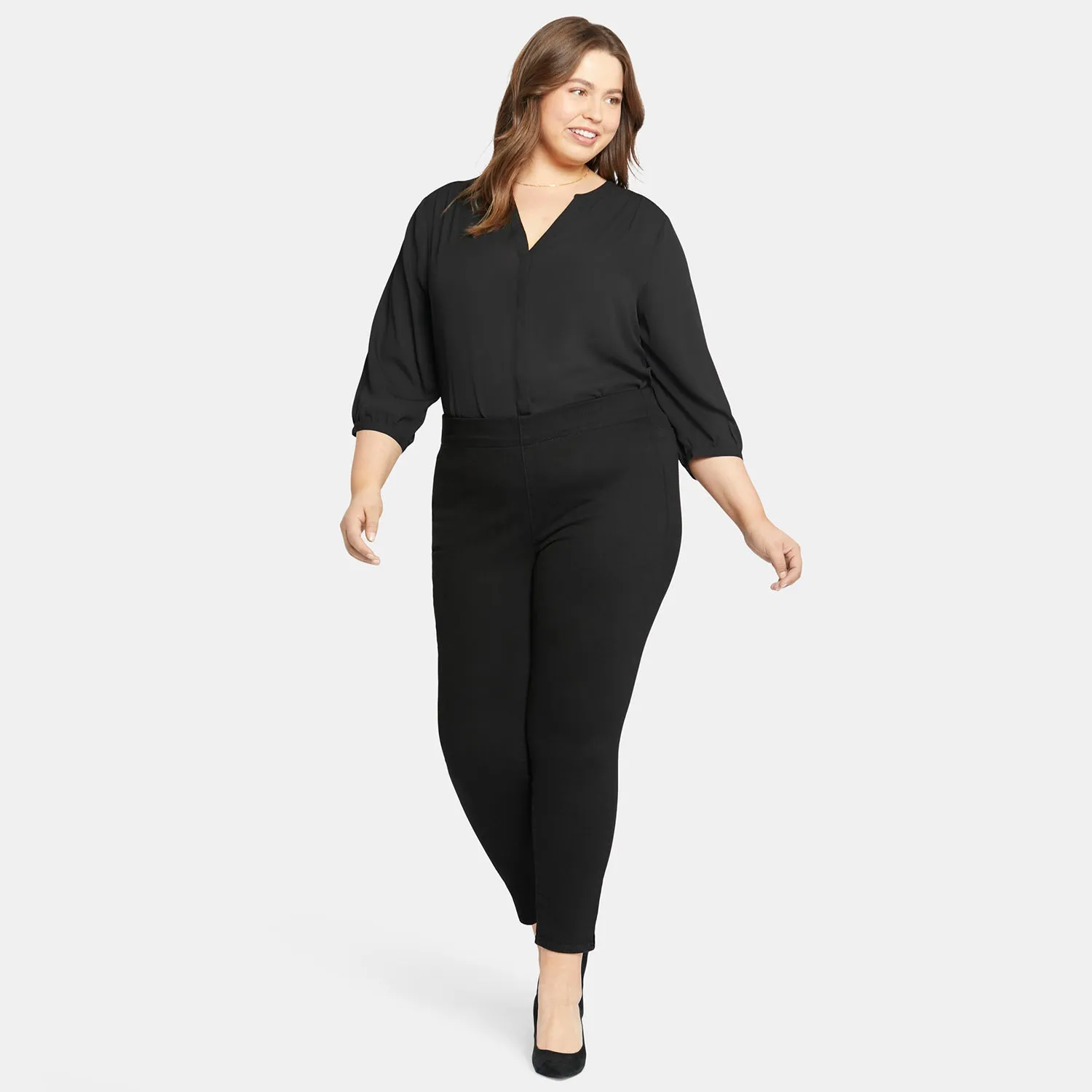 Skinny Ankle Pull-on Jeans In Plus Size - Black