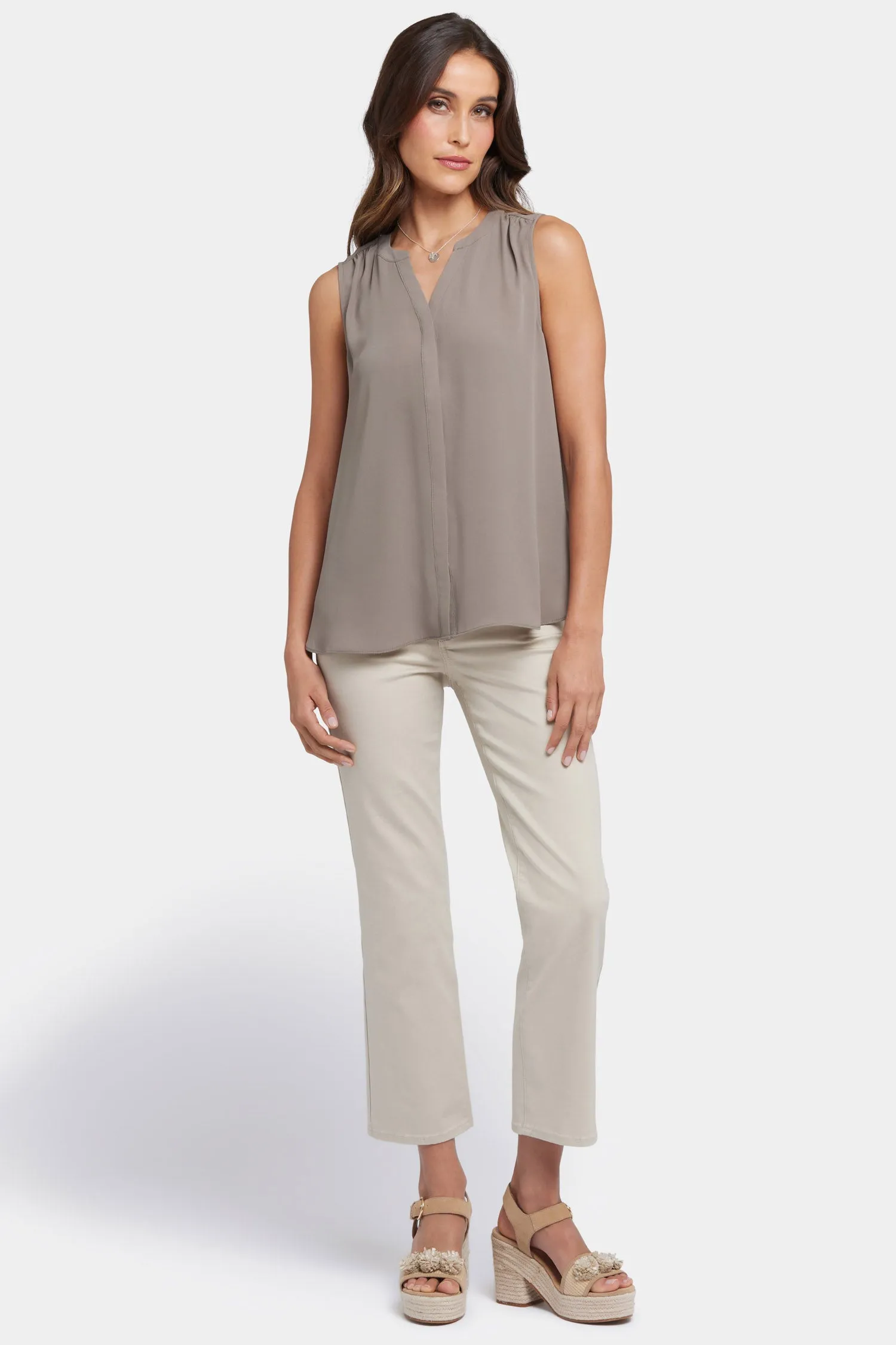 Sleeveless Pintuck Blouse - Saddlewood