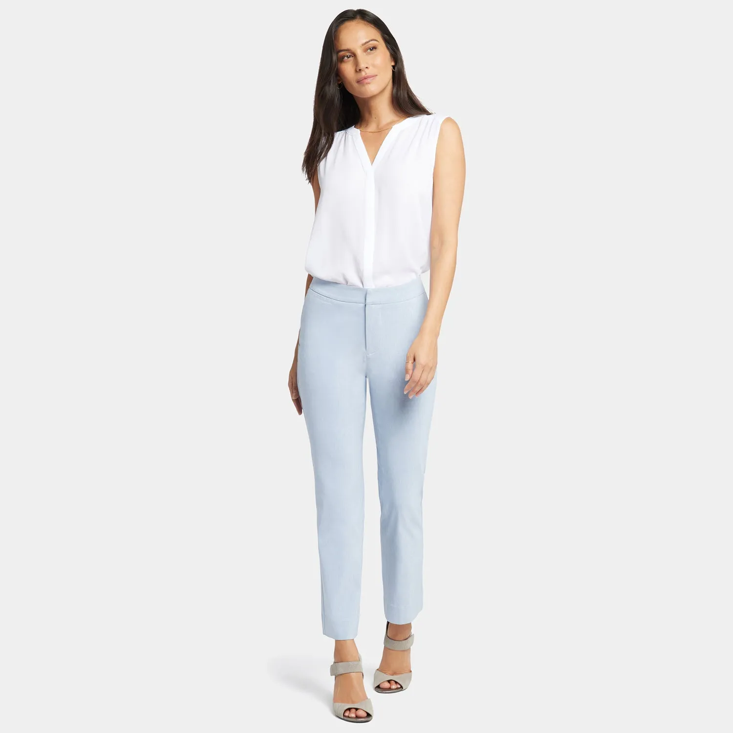 Slim Trouser Ankle Pants - Light Blue Heather