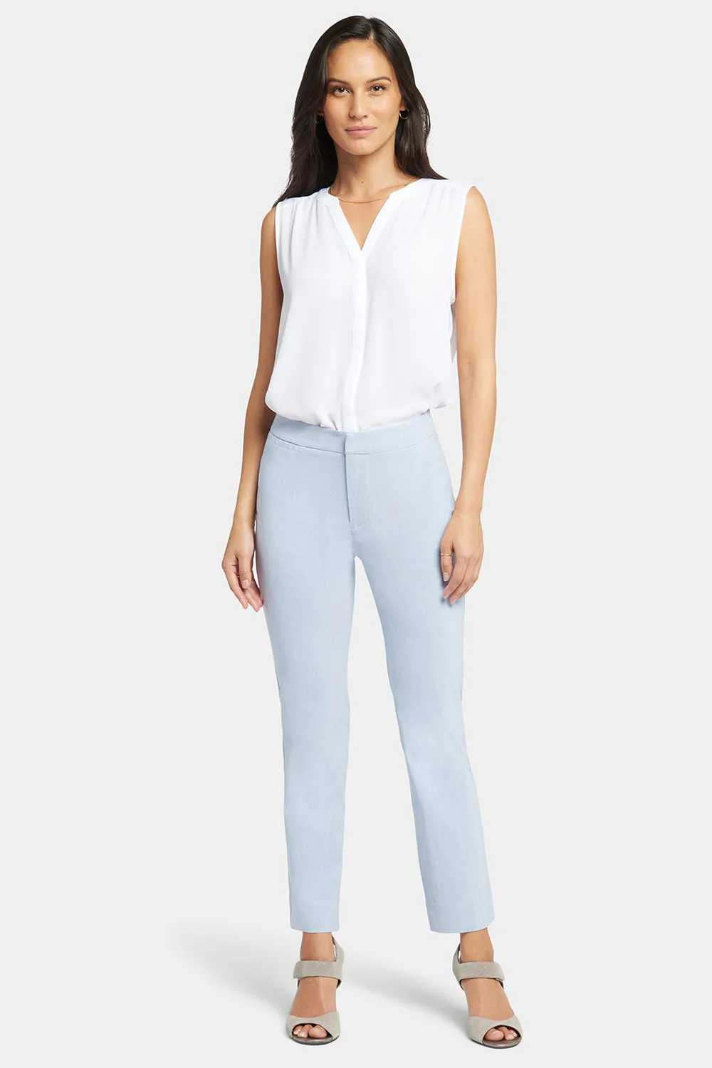 Slim Trouser Ankle Pants - Light Blue Heather