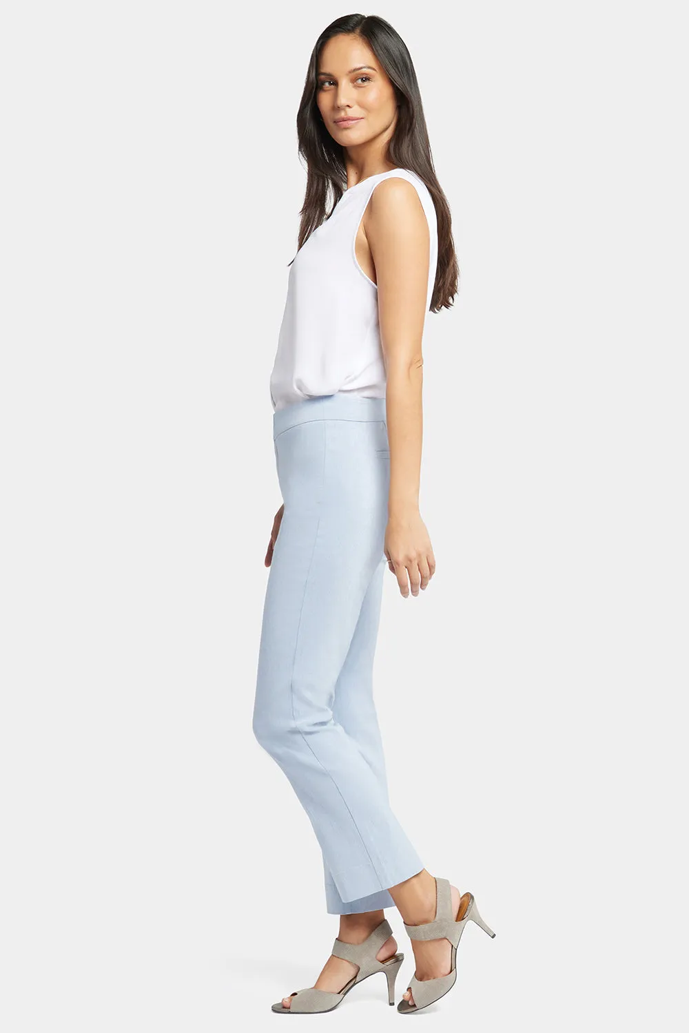 Slim Trouser Ankle Pants - Light Blue Heather