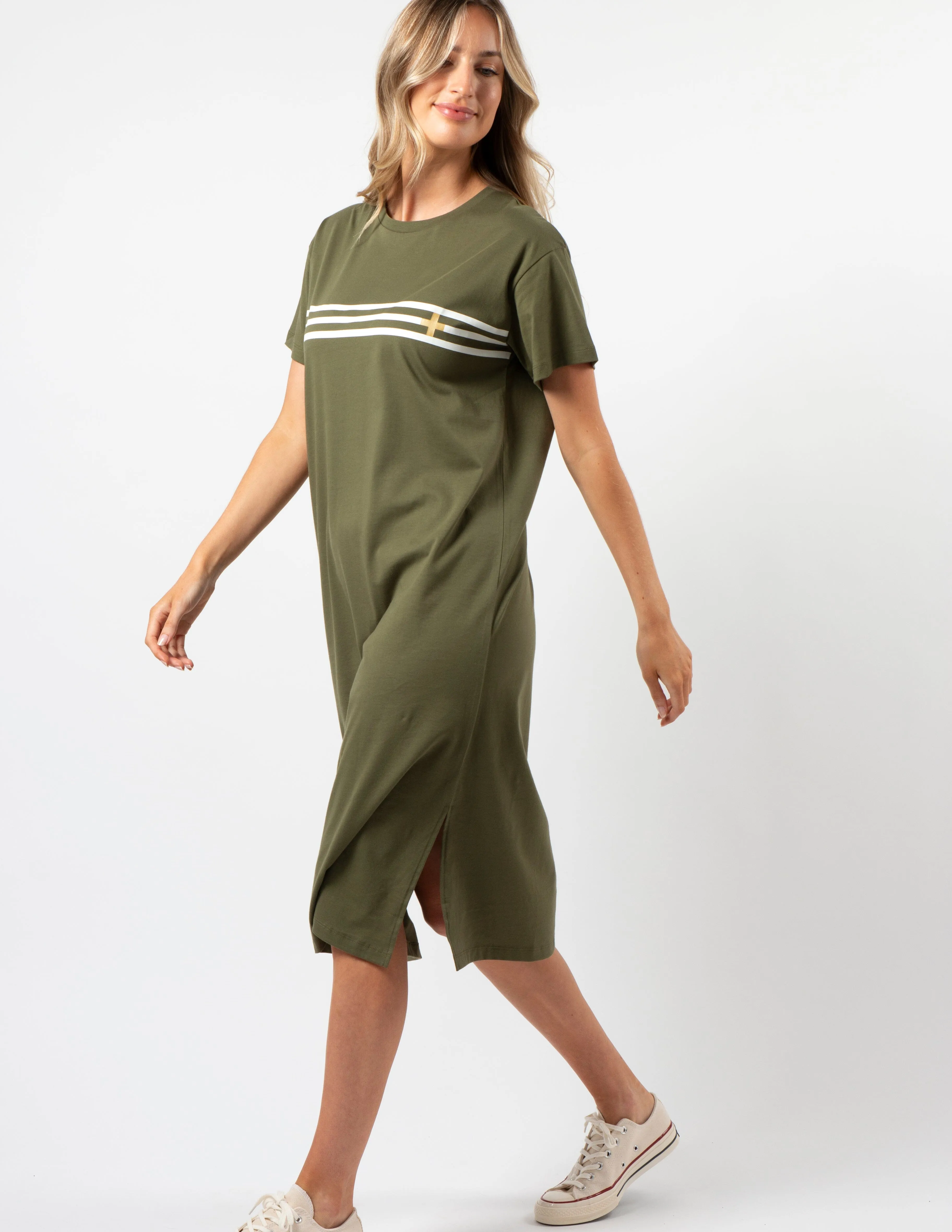 Stella   Gemma Maxie T-Shirt Dress Khaki White