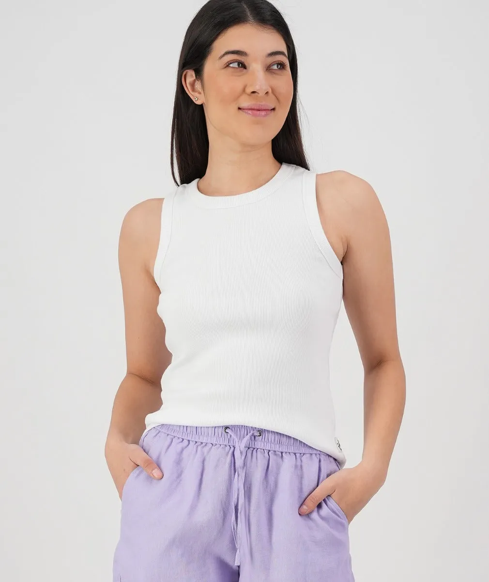 Swanndri Daisy Ribbed Singlet White