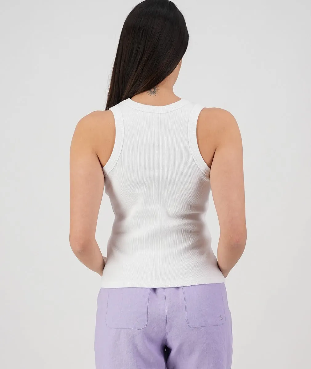 Swanndri Daisy Ribbed Singlet White