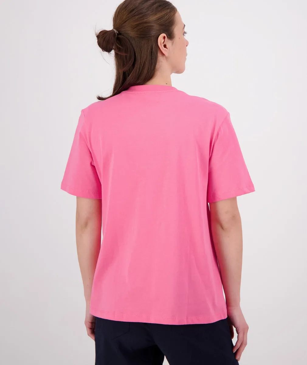 Swanndri Scholar Embroided T Shirt Raspberry