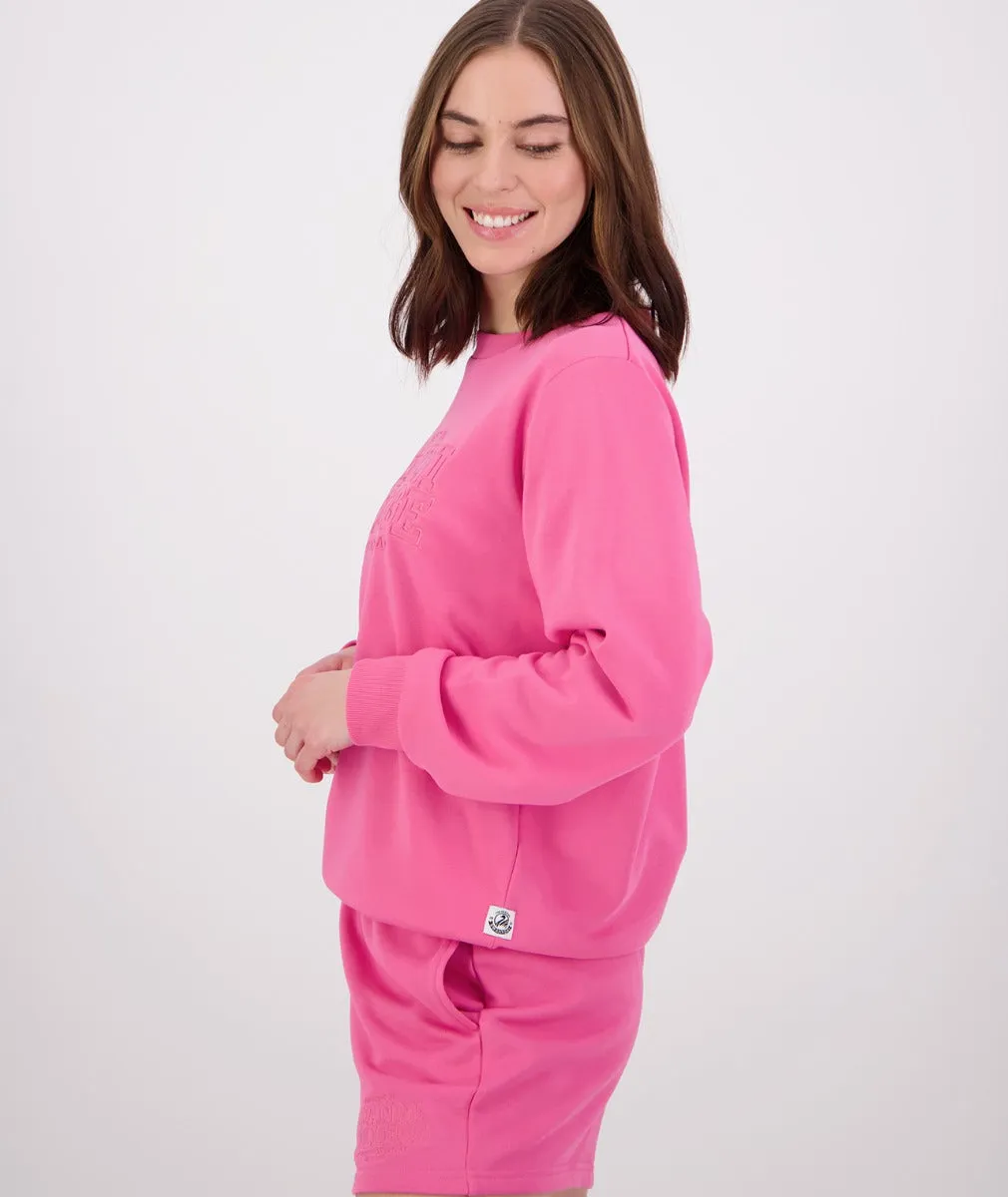 Swanndri Scholar Embroidered Crew Raspberry